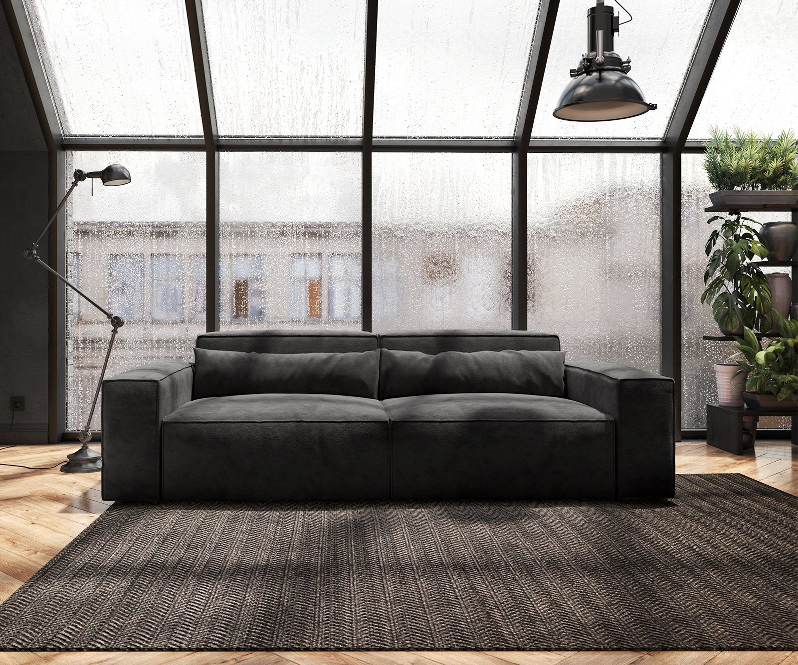 DELIFE Big-Sofa Sirpio, Mikrofaser Schwarz 230x95 cm günstig online kaufen