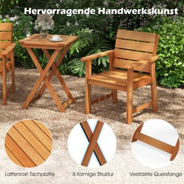 COSTWAY Gartentisch, klappbar, mit Befestigungsvorrichtung, Hartholz, klein