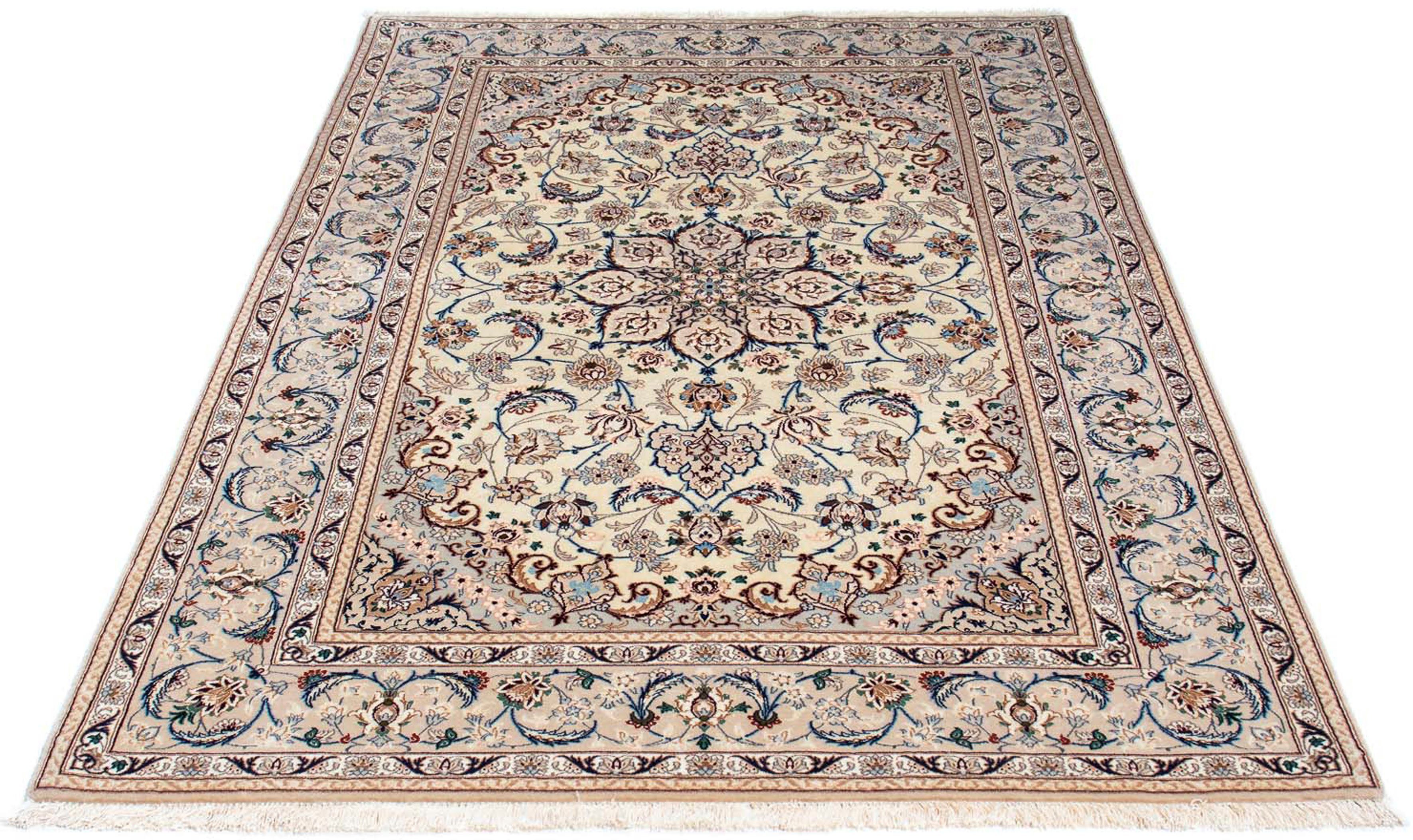 Orientteppich Perser - Isfahan - Premium - 205 x 128 cm - beige, morgenland, rechteckig, Höhe: 6 mm, Wohnzimmer, Handgeknüpft, Einzelstück mit Zertifikat