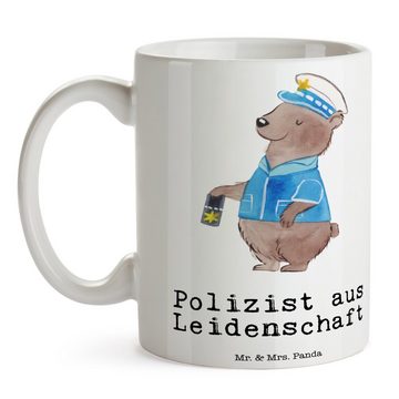 Mr. & Mrs. Panda Tasse Polizist Leidenschaft - Weiß - Geschenk, Tasse Motive, Kaffeetasse, P, Keramik, Herzberührende Designs