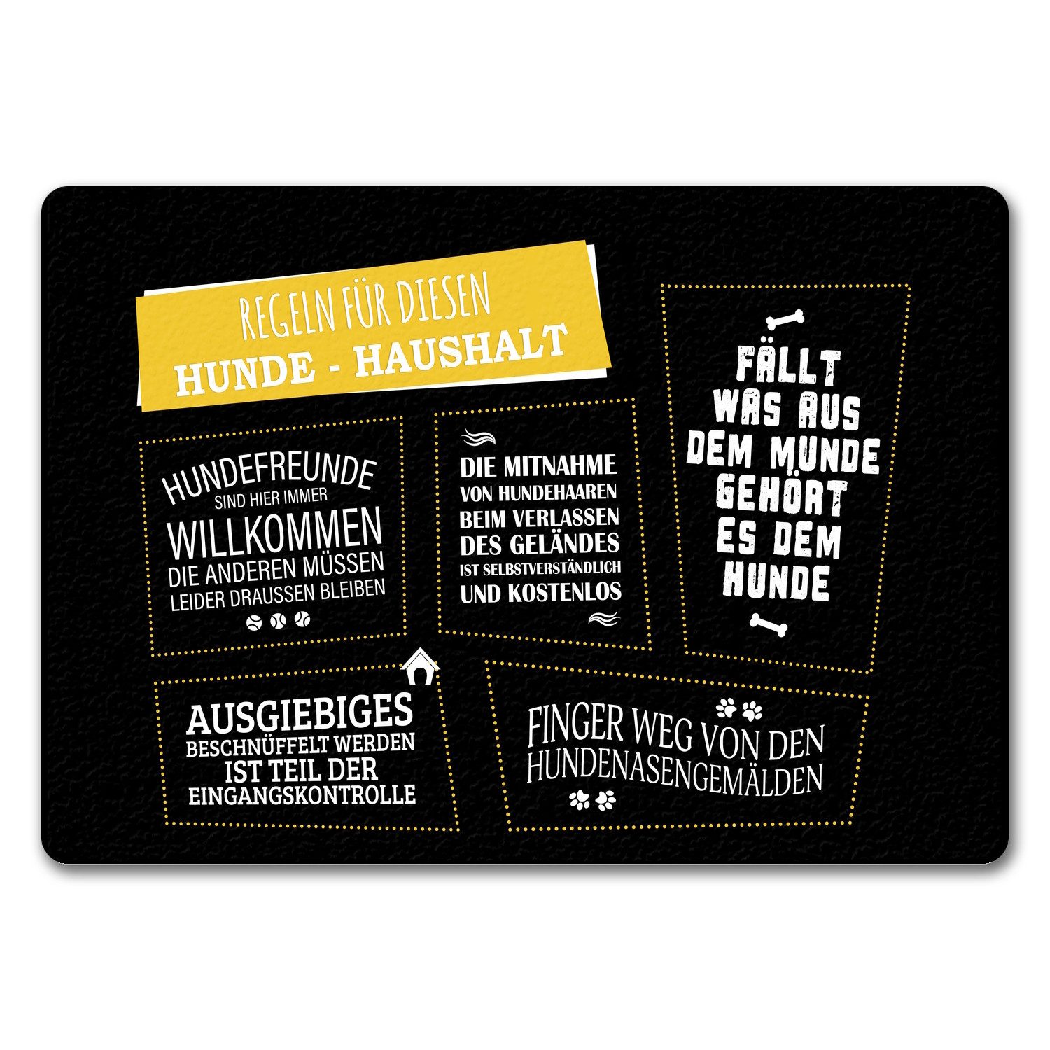 speecheese Fußmatte Regeln Hunde Haushalt Fußmatte randlos mit Motiv Türmatte