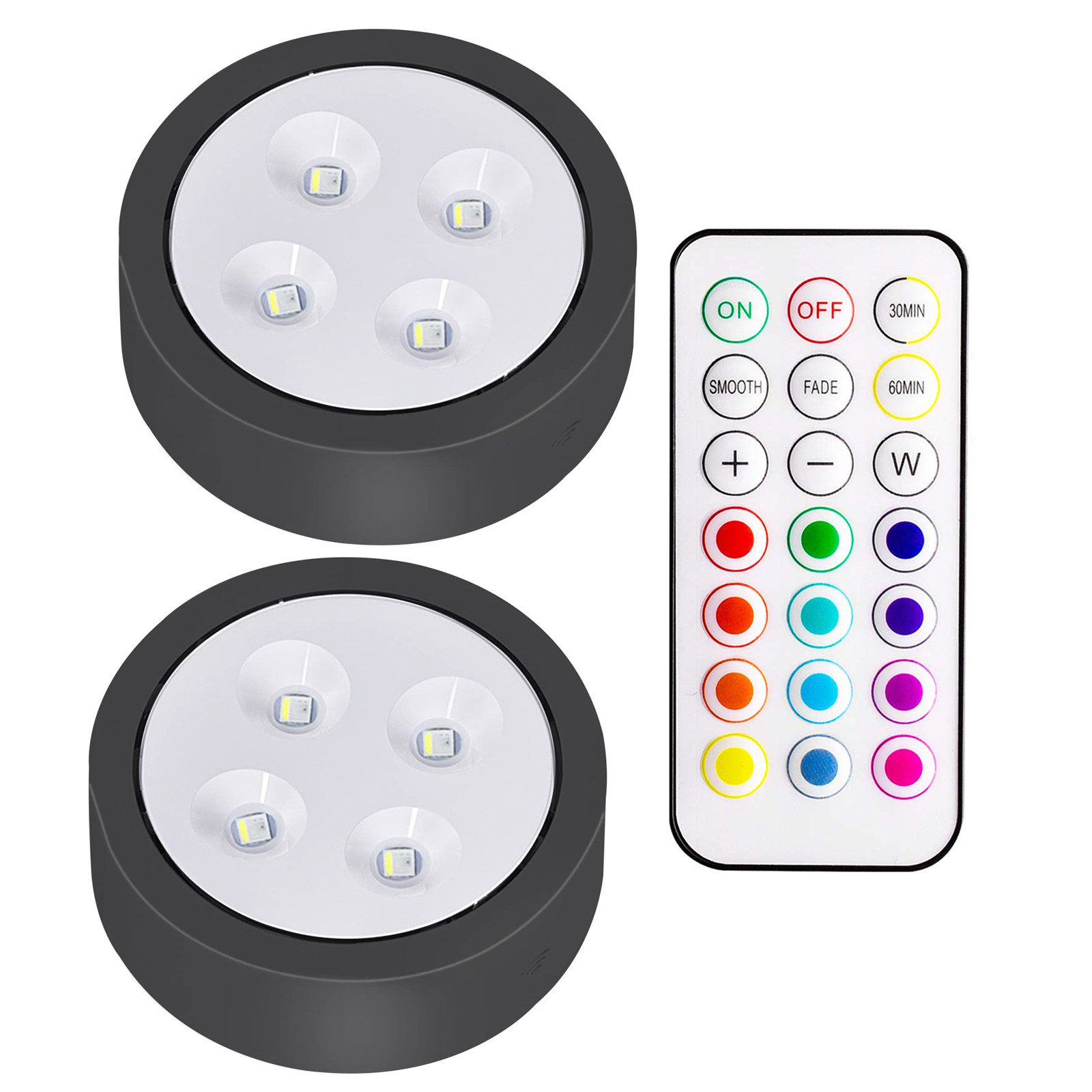 Jibenhome LED Unterbauleuchte RGB LED Unterschrankleucht Kabellose, Kleiderschranklitch Fernbedienung, Batteriebetrieben Unterbauleuchte, 13Farben & 2Modi, 4 Helligkeit