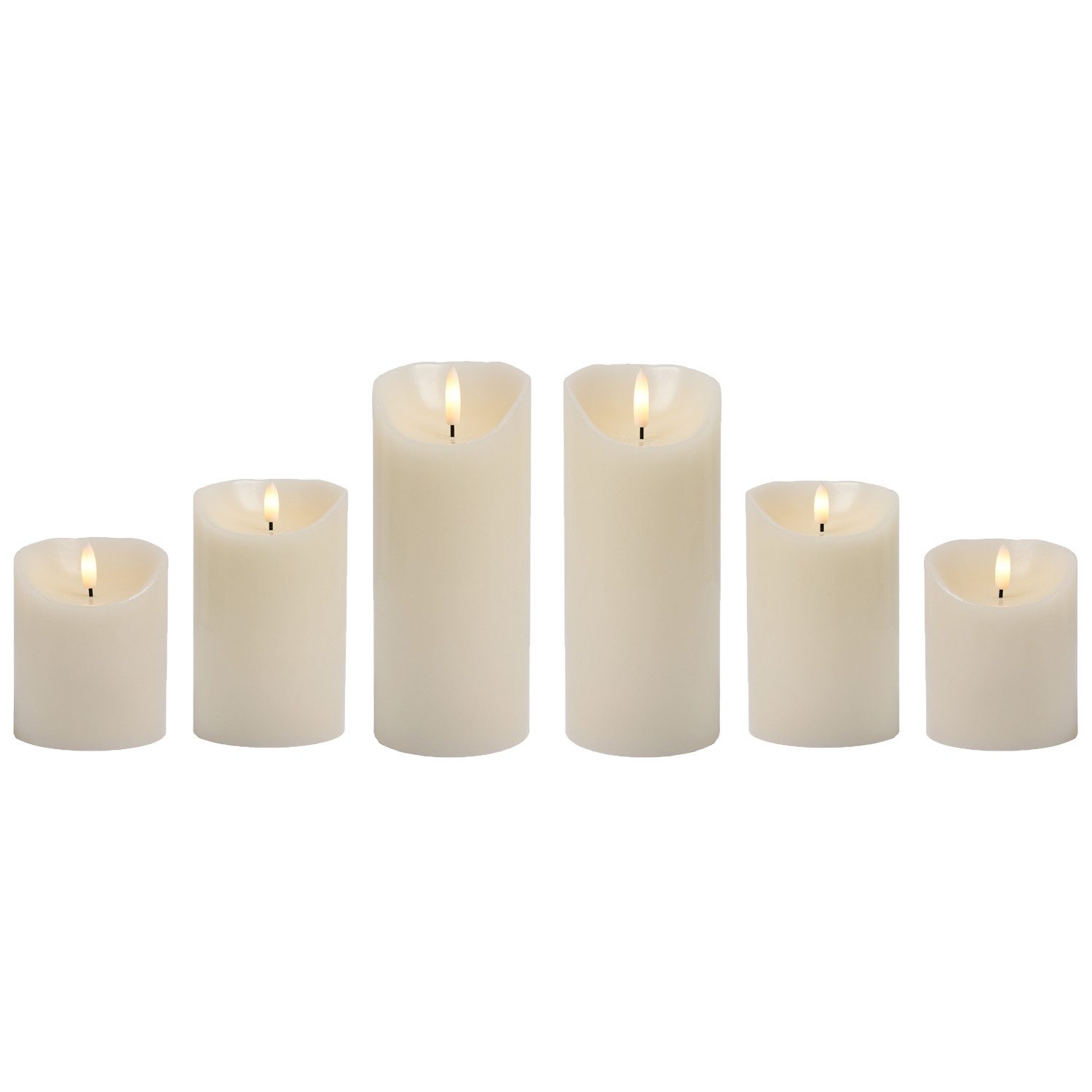 LED-Kerze 6er Set LED Echtwachs Kerze Stumpenkerze