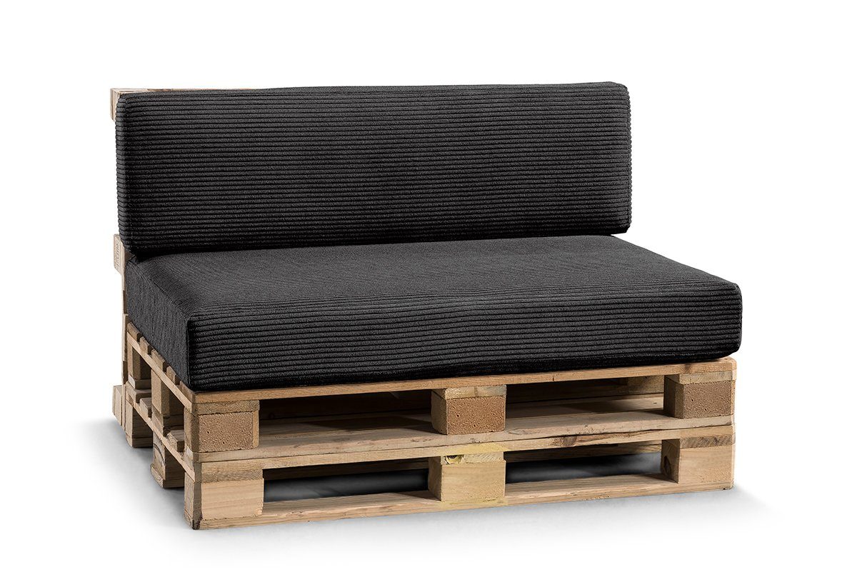FAVRE Palettenkissen CosyRib Ribcord Garten Set PFLA(Sitzkissen 120x80+Rückenlehne 120x40), Kissen