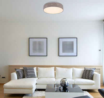 Globo Deckenleuchte Deckenleuchte LED Deckenlampe Wohnzimmer Schlafzimmer grau dimmbar, modern, rund, Fernbedienung, dimmbar, LED fest integriert, Kaltweiß bis Warmweiß, Esszimmer, Küche, Flur