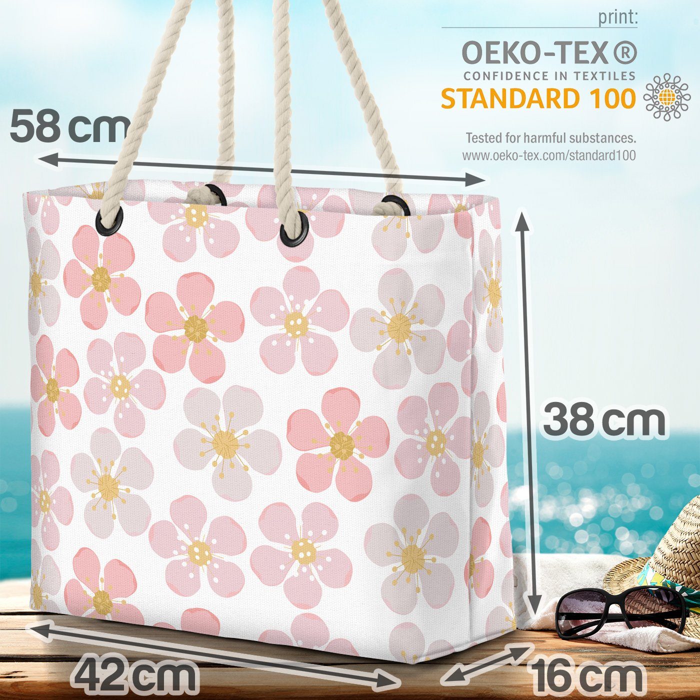 VOID Strandtasche (1-tlg), Sakura Blumenmuster Blumen japan kirschblüten urlaub kirschblütenfest