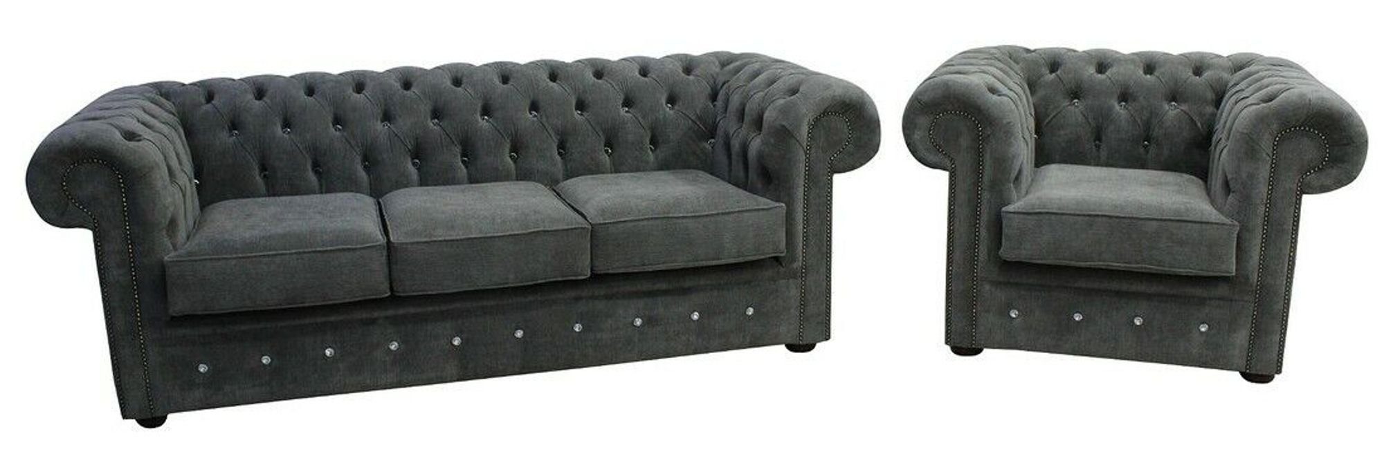 Luxus Design Polster Garnitur Sofa Sitz Couch JVmoebel Chesterfield-Sofa, Leder Chesterfield