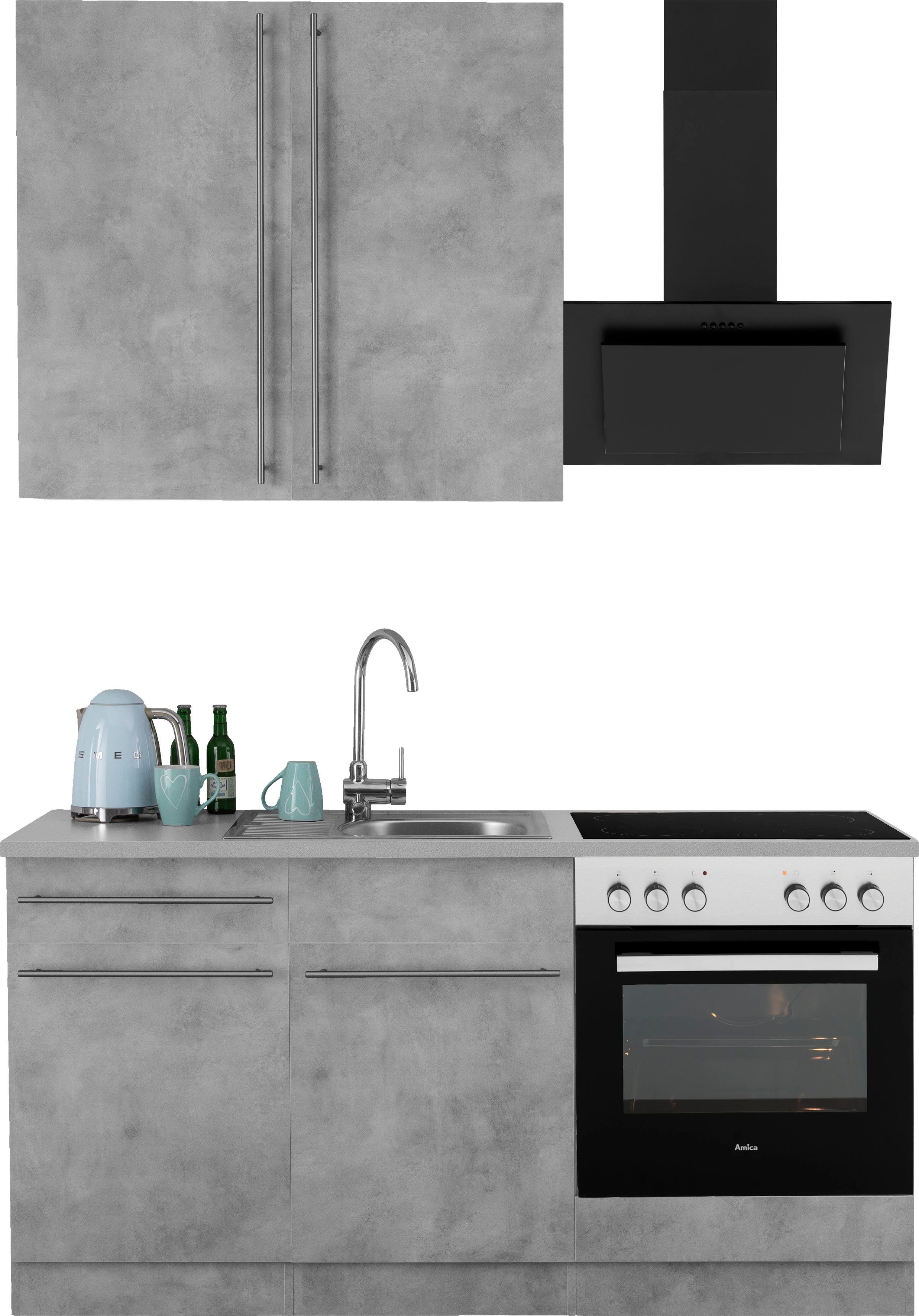 wiho Küchen Pantryküche Chicago, wahlweise mit E-Geräten, Breite 160 cm