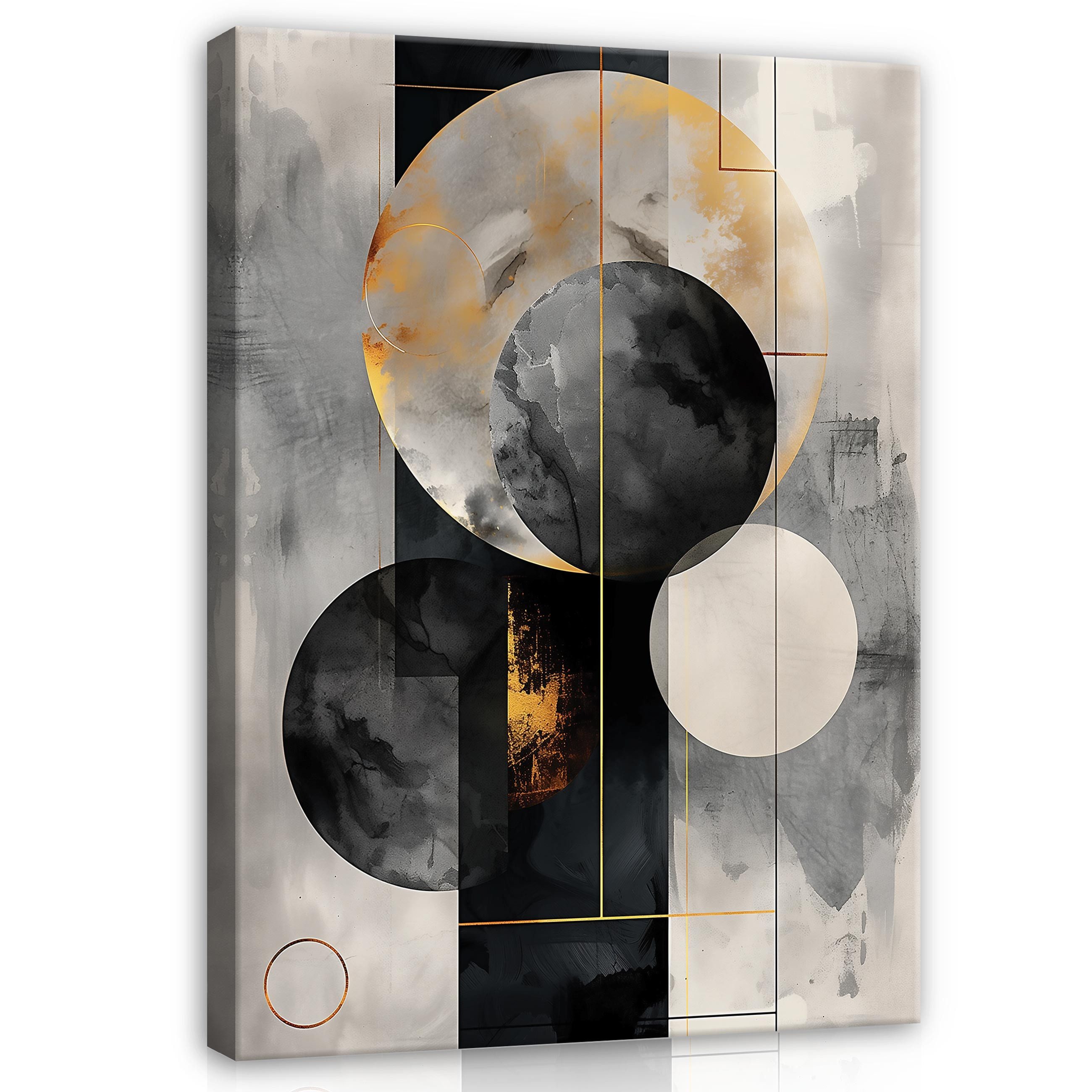 Wallarena Leinwandbild Abstrakt Loft Grau Schwarz Wandbilder XXL Wand Deko günstig online kaufen