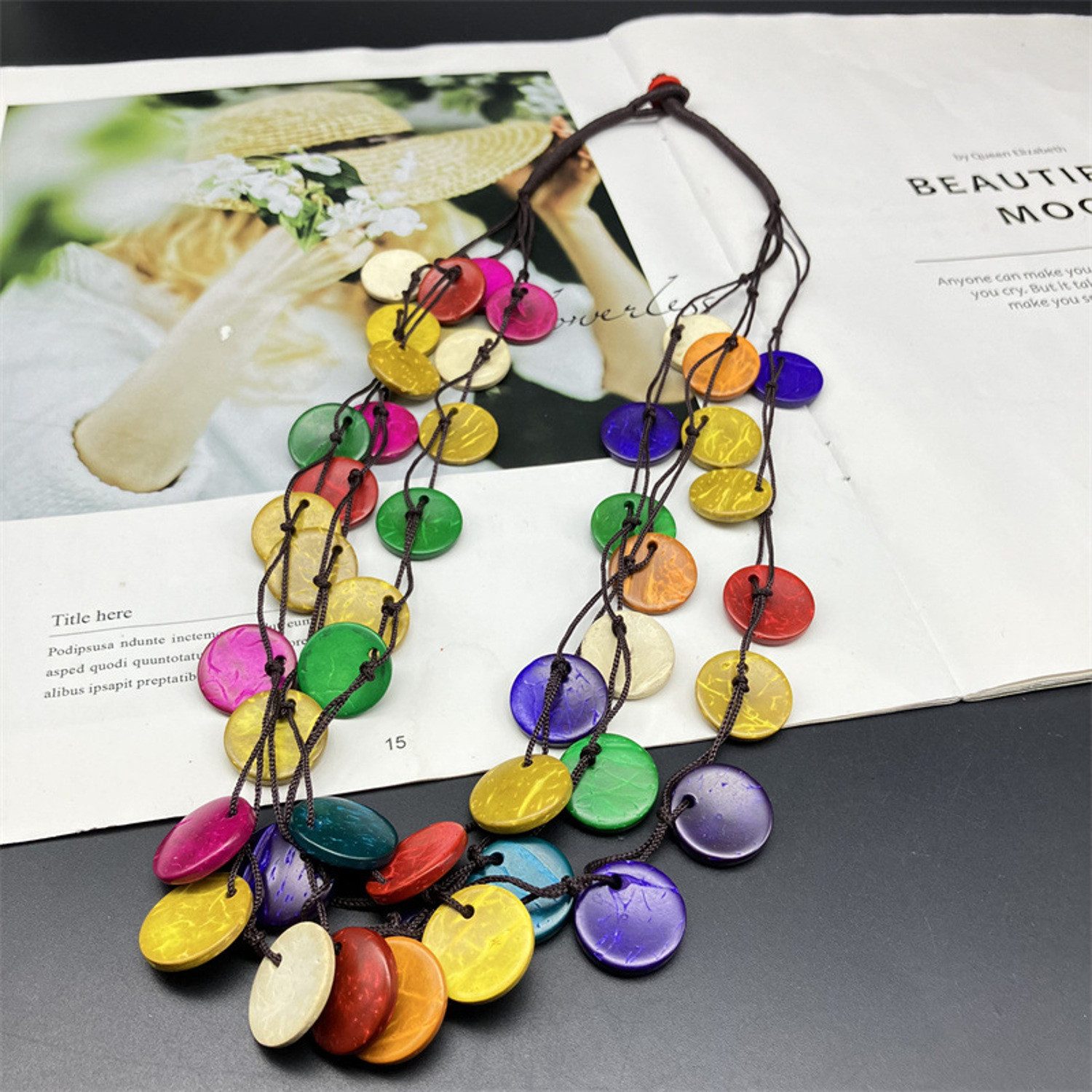 KARMA Statementkette Holz Halskette Damen vers. Farben auffällige Kette (modern Holzkette, 1-tlg., Statement Halskette), Schmuck für Frauen Damenhalskette