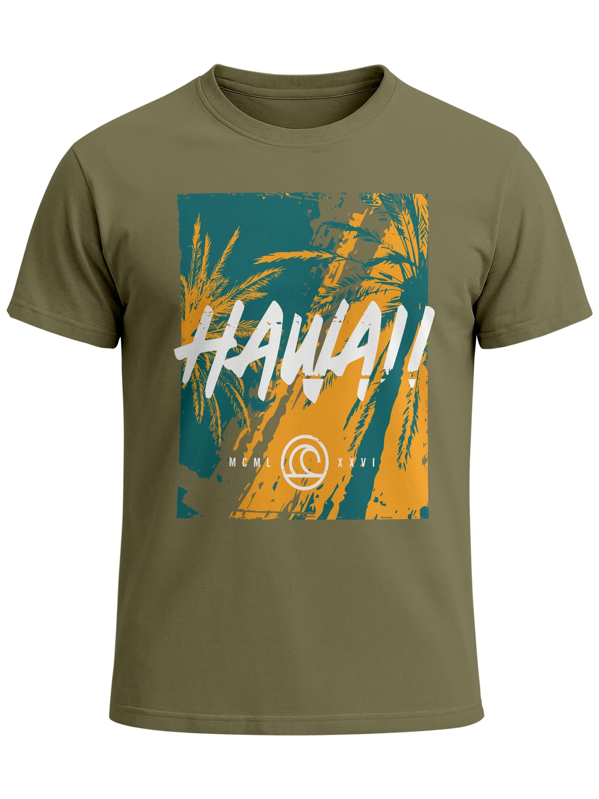 Print-Shirt Herren T-Shirt Hawaii Surfing Palmen Aufdruck Sommer Print Fashion
