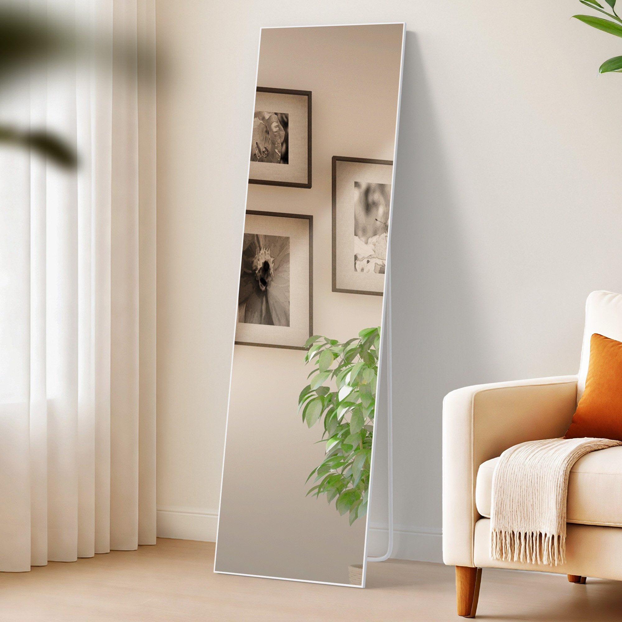 furnicato Standspiegel Spiegel Benicia 140x40 cm weiß matt (1-St)