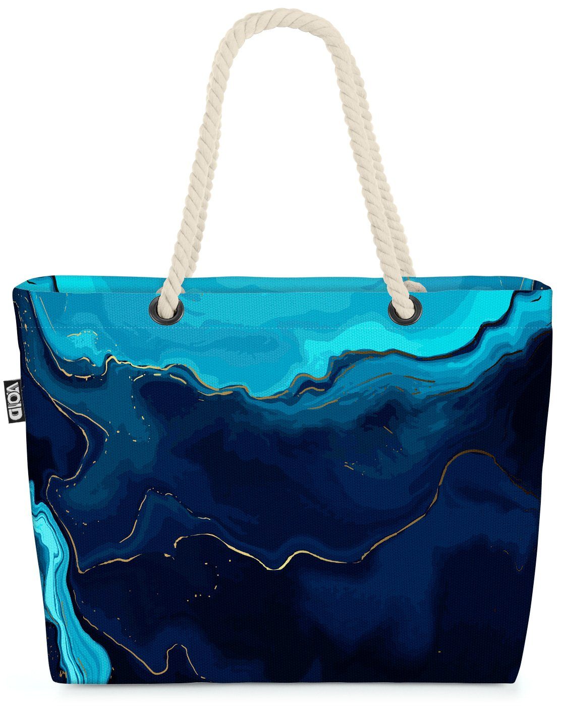 VOID Strandtasche (1-tlg), Blauer Marmor Beach Bag luxus natürlich mineral wasser Stein Garten Küche Bad