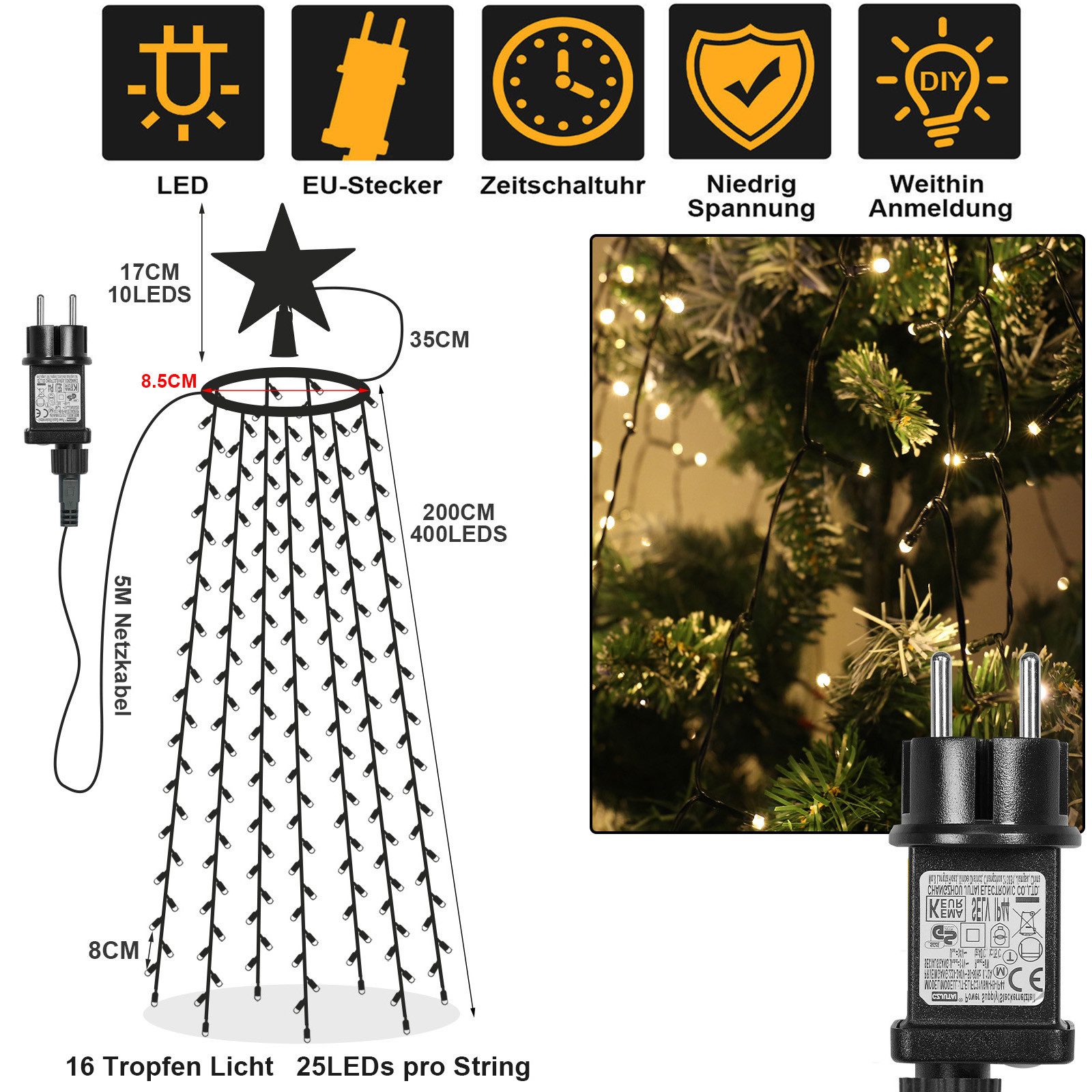 MUPOO LED-Baummantel 2025 Neu LED Baummantel Weihnachtsbeleuchtung Lichterk günstig online kaufen