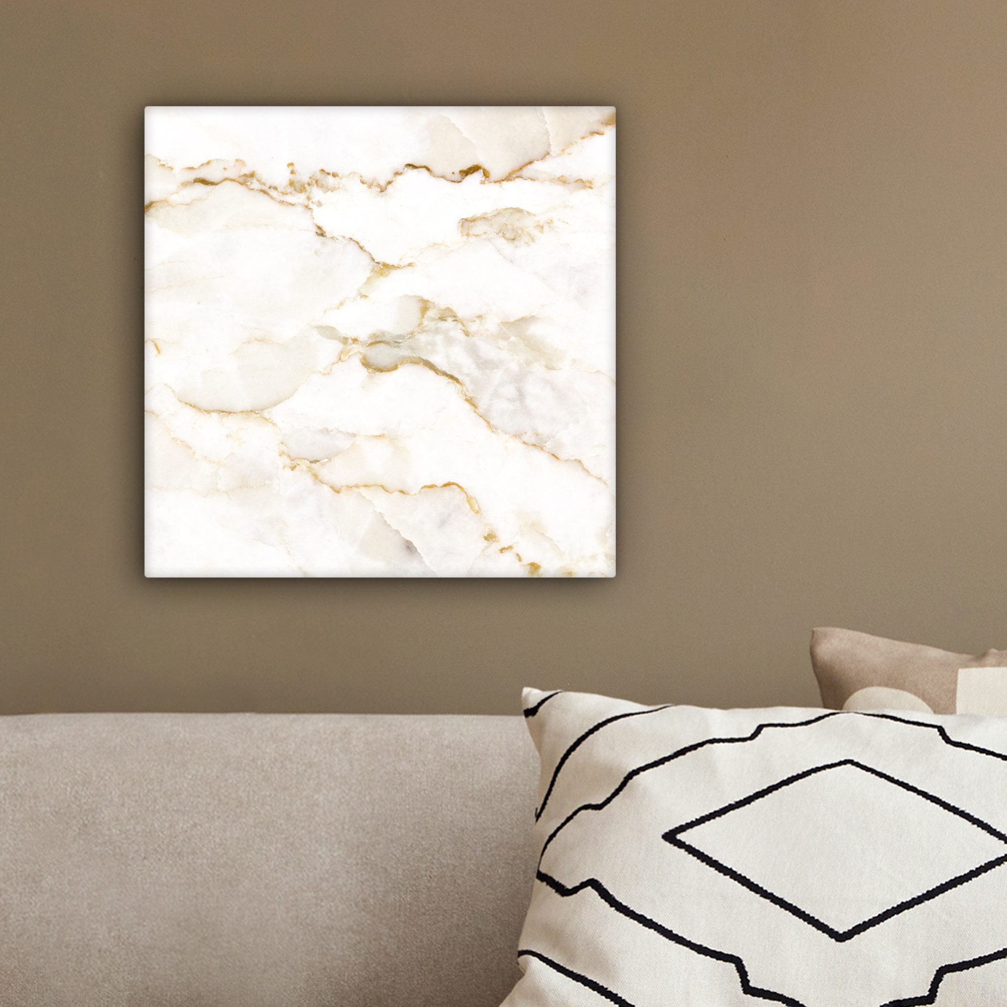 OneMillionCanvasses® Leinwandbild Marmor - Limette - Gold - Luxus - Marmoroptik - Weiß, Fotodruck (1 St), Wandbild, Deko Schlafzimmer Wohnzimmer Flur 20x20 cm – Bild 4 von 5