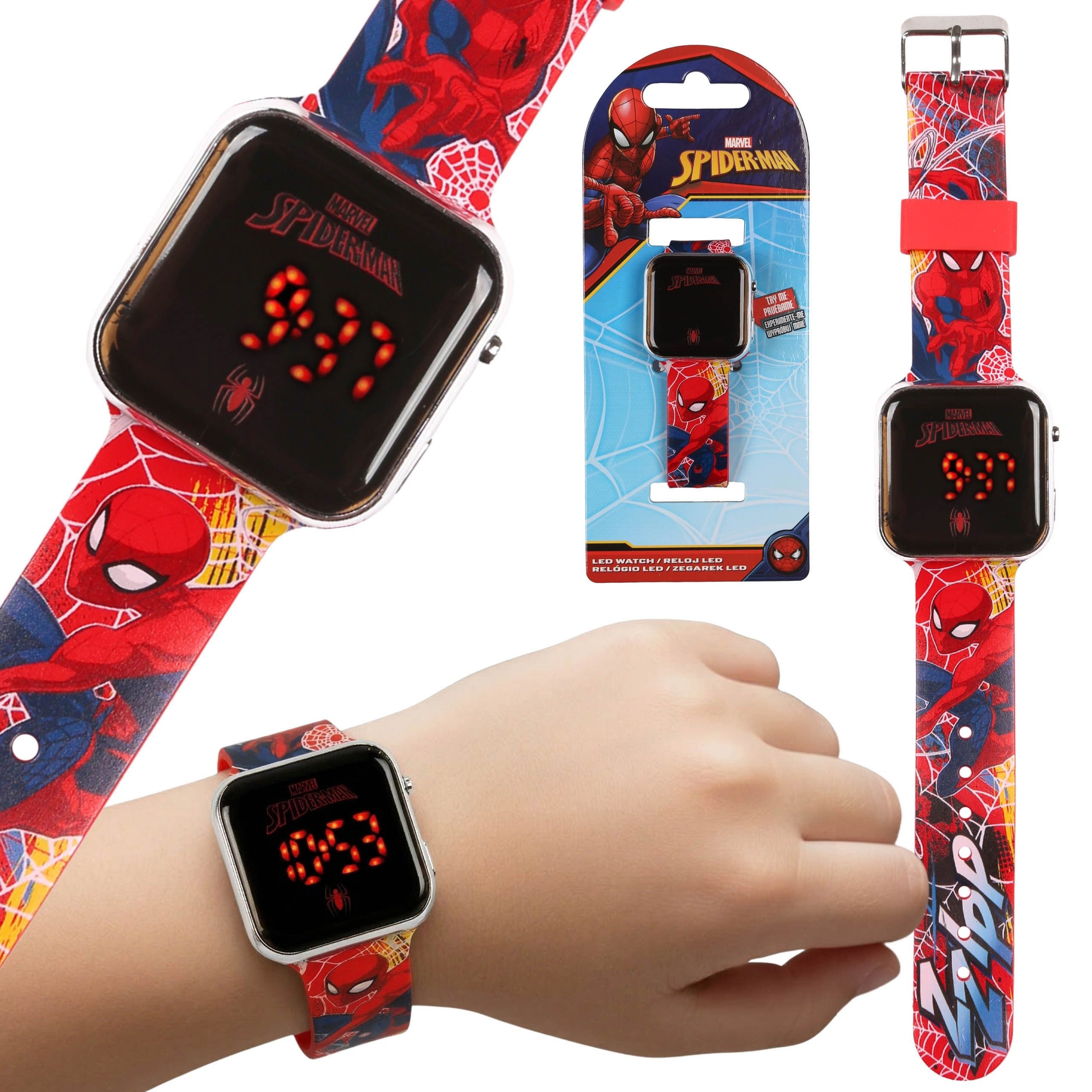 MARVEL Digitaluhr MARVEL Spider-Man LED Armbanduhr für Jungen Rot mit Datum