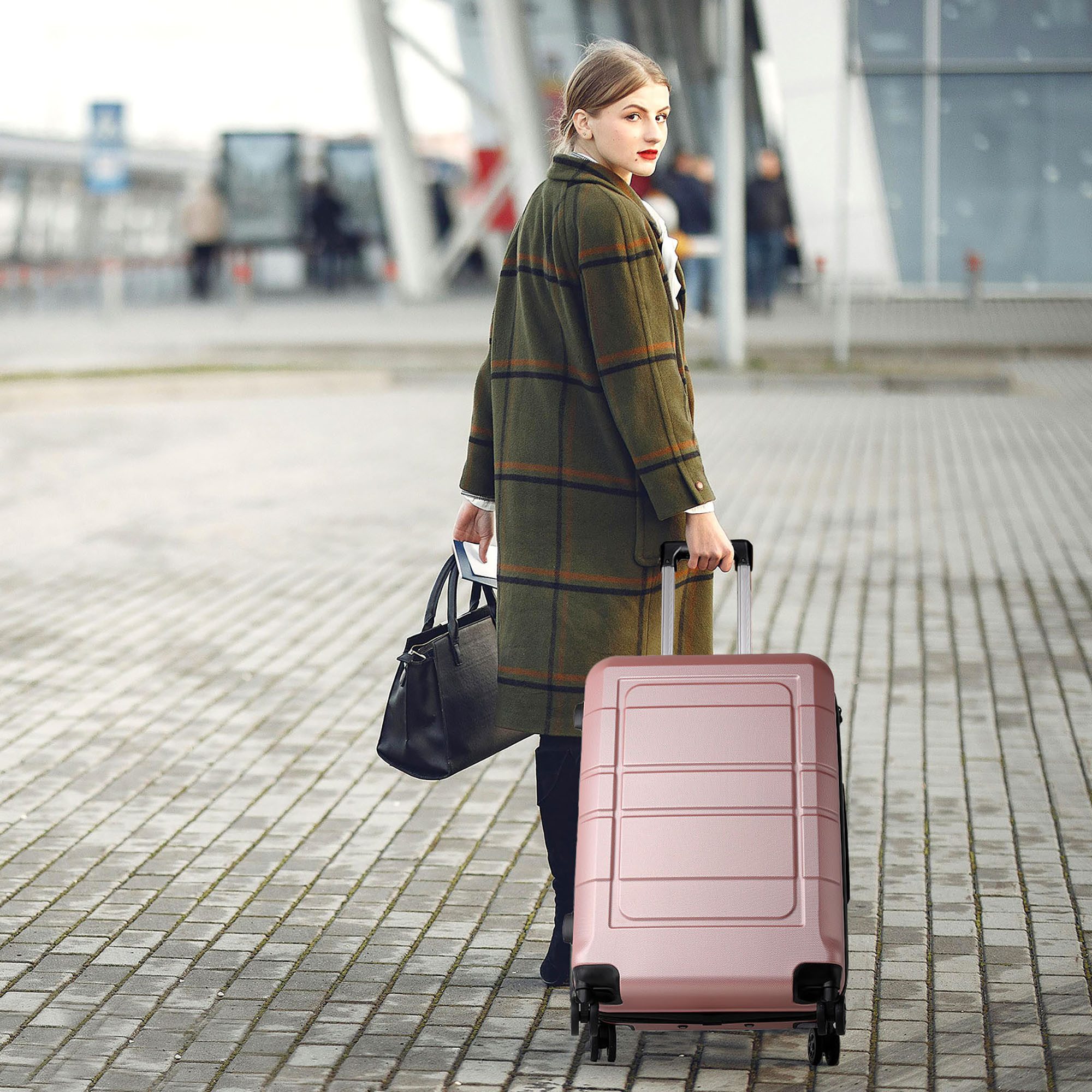 TAN.TOMI Handgepäckkoffer Trolley Hartschalenkoffer Hard Shell Hartschalenkoffer Trolley Koffer, 4 Rollen, Reisekoffer Reisekofferset Gepäck mit Zahlenschloss