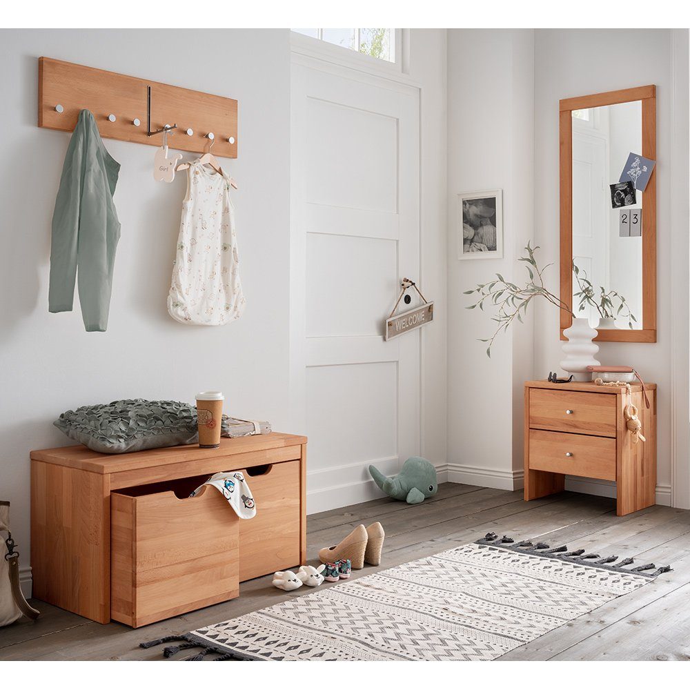 Lomadox Шкафы-Set CUENCA-137, (Spar-Set, 4-St), Buche massiv, Flurbank, Шкафыpaneel, Spiegel, Kommode