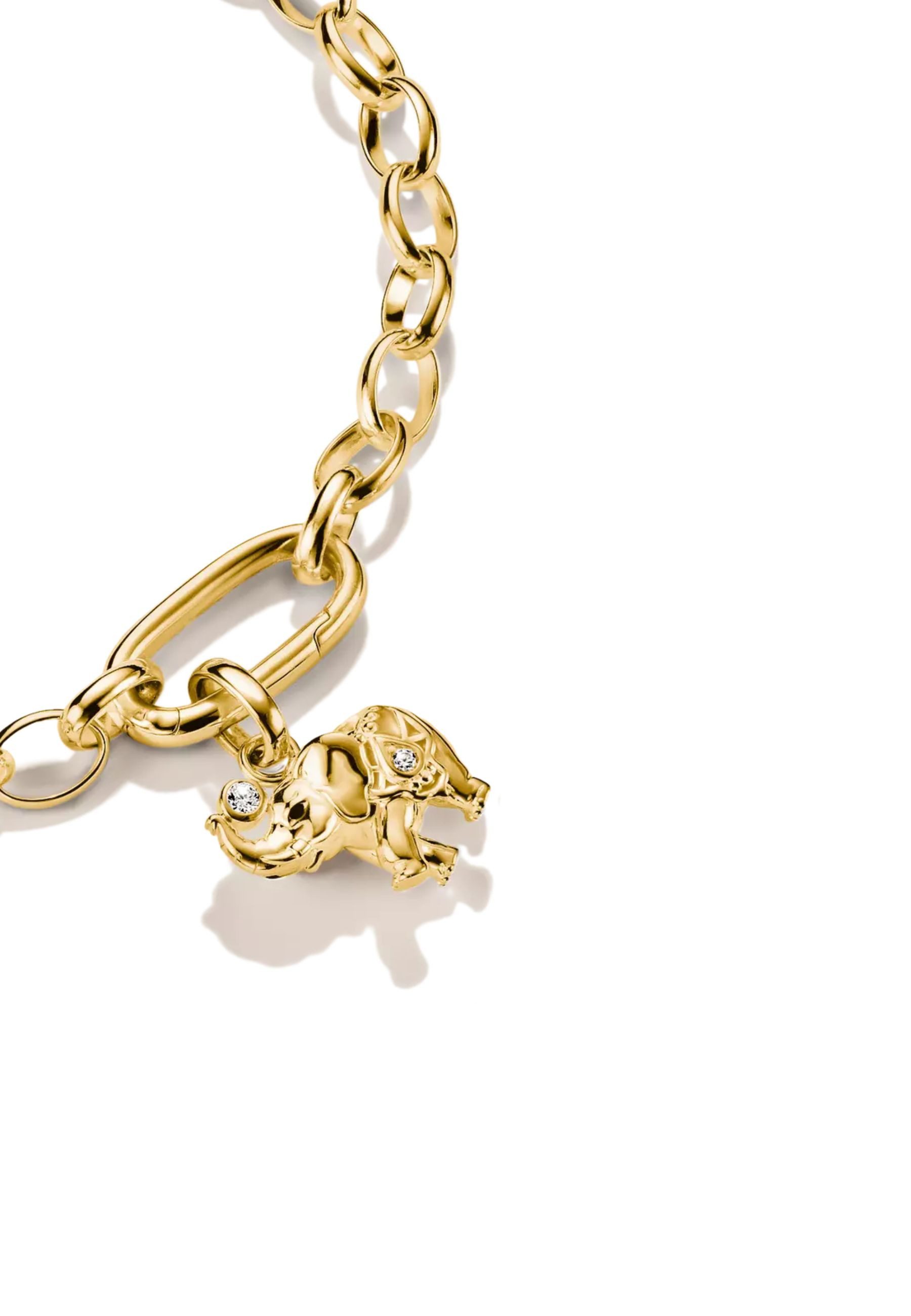 THOMAS SABO Kettenanhänger Vergoldeter Elefanten Charm-Anhänger mit Zirkonia (Set)