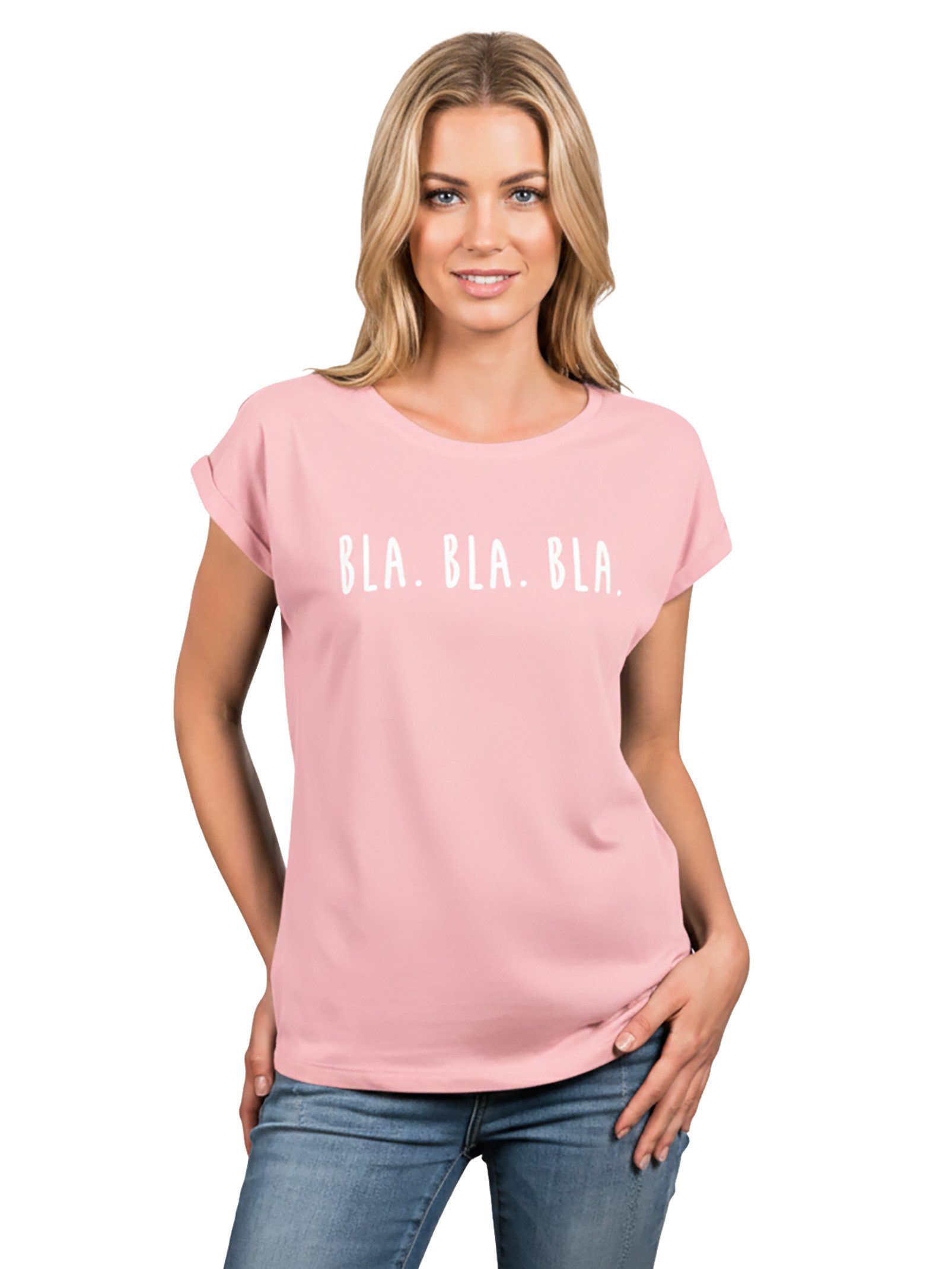 MAKAYA Print-Shirt Damen Kurzarm Basic Sommer Oberteile Sexy Elegant Lustig Spruch Bla (Schriftzug, Schwarz, Blau, Grau) Baumwolle