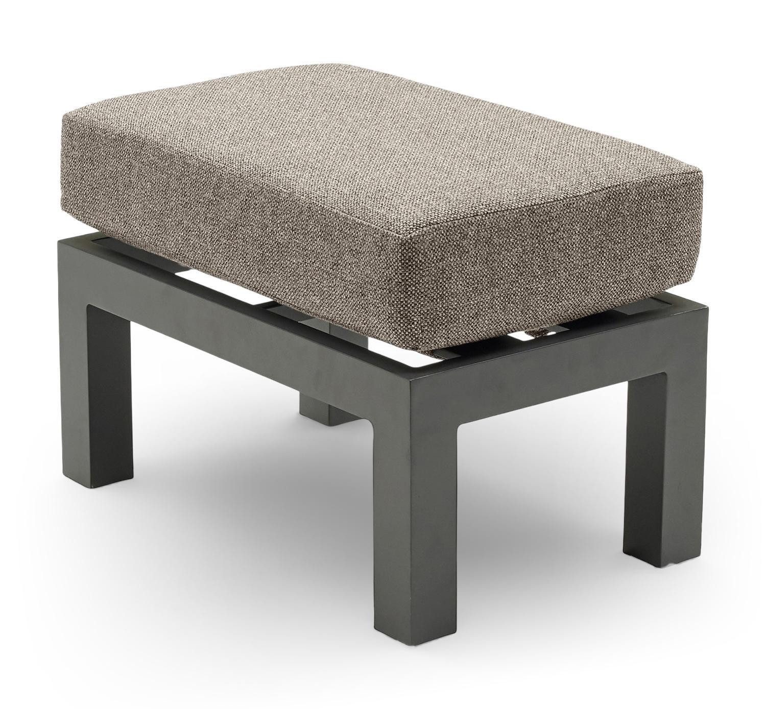 Outdoor Gartenlounge-Hocker AVENA, Anthrazit, Braun, Aluminium, mit Kissen, Webstoffbezug, B 63 x H 28,5 x T 40 cm