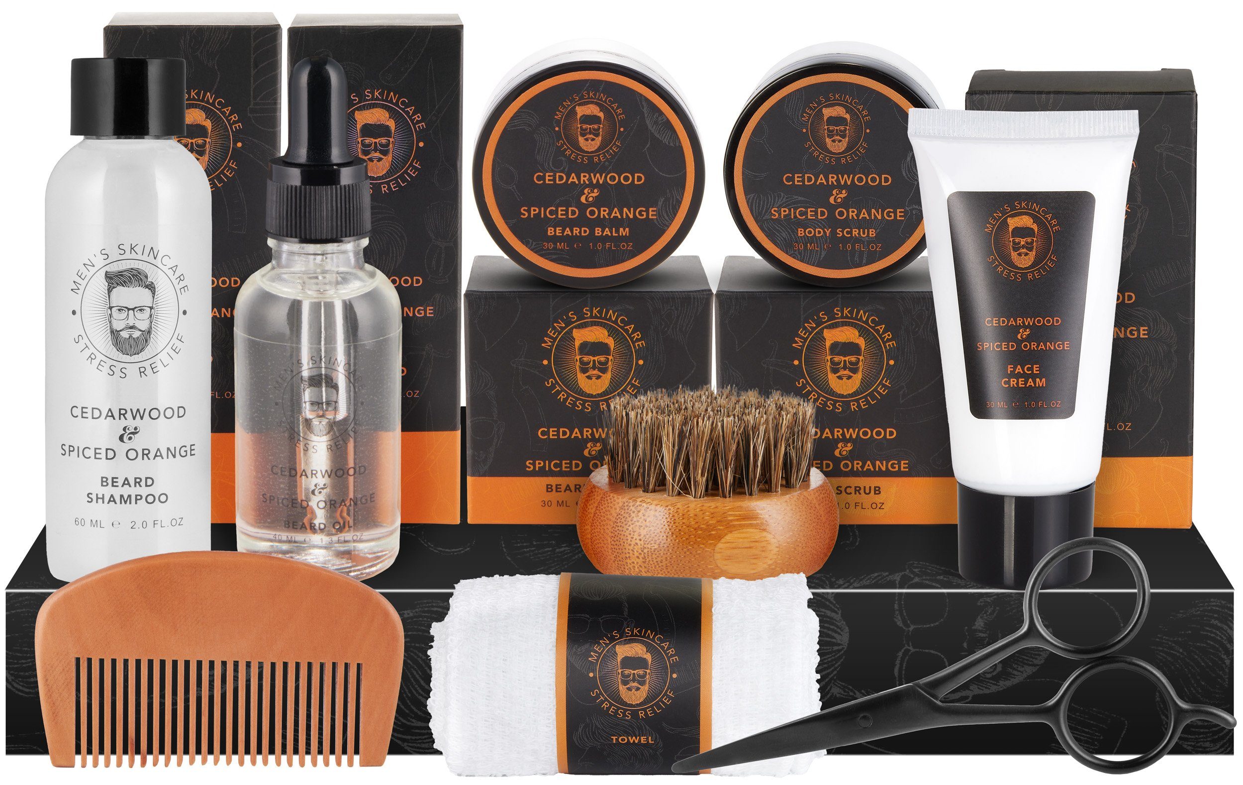 BRUBAKER Bartstyling-Set Bartpflege Geschenk Papa, das zum und für Cremen, Peeling, Set Wasch- Waschen, Kämmen, für alle Schneiden Vatertagsgeschenk Geschenk für Männer, Barttypen, und für Pflegeset Ölen, Bartpflegeset