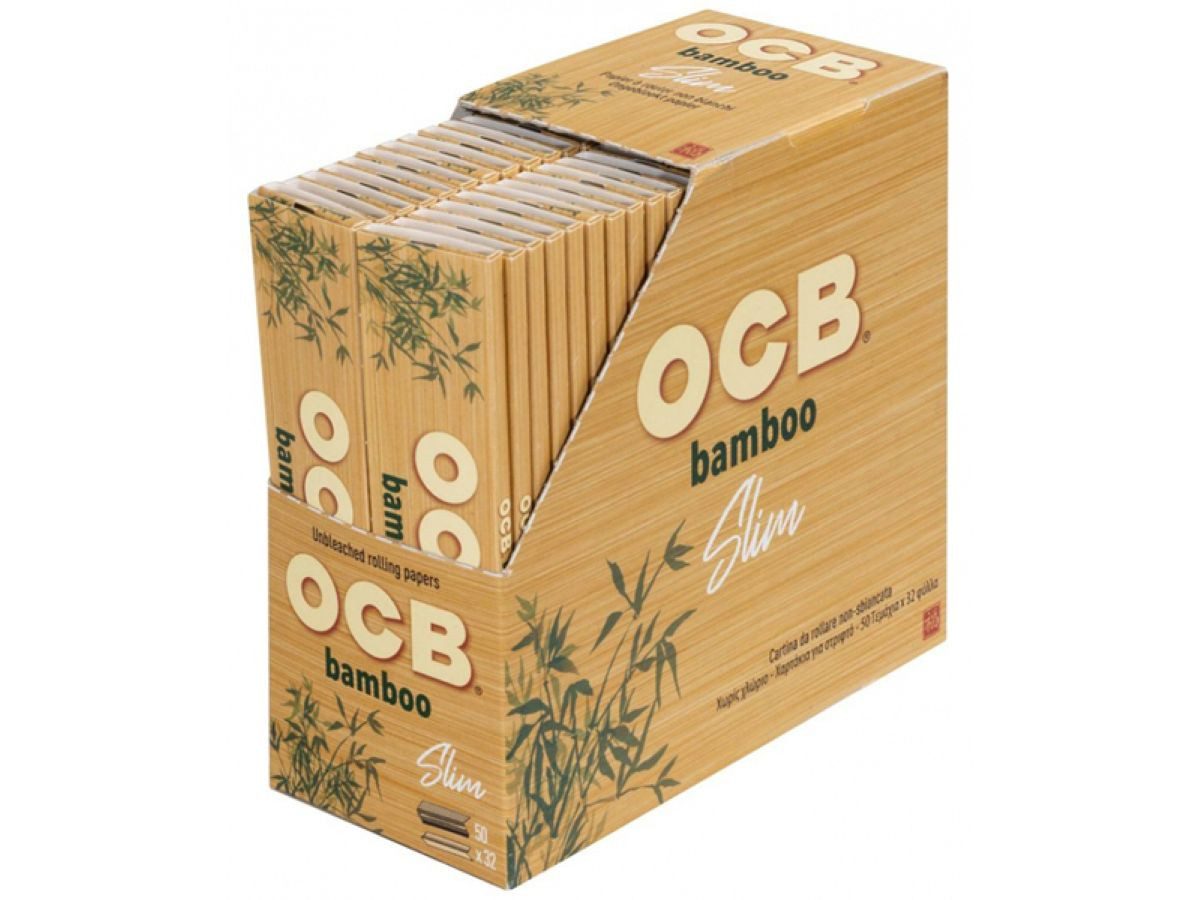 OCB Feinpapier ungebleichtes ultrafeines Bambuspapier slim longpaper BAMBOO, Drehpapier hergestellt aus 100% Bambus inkl. Jointhülle