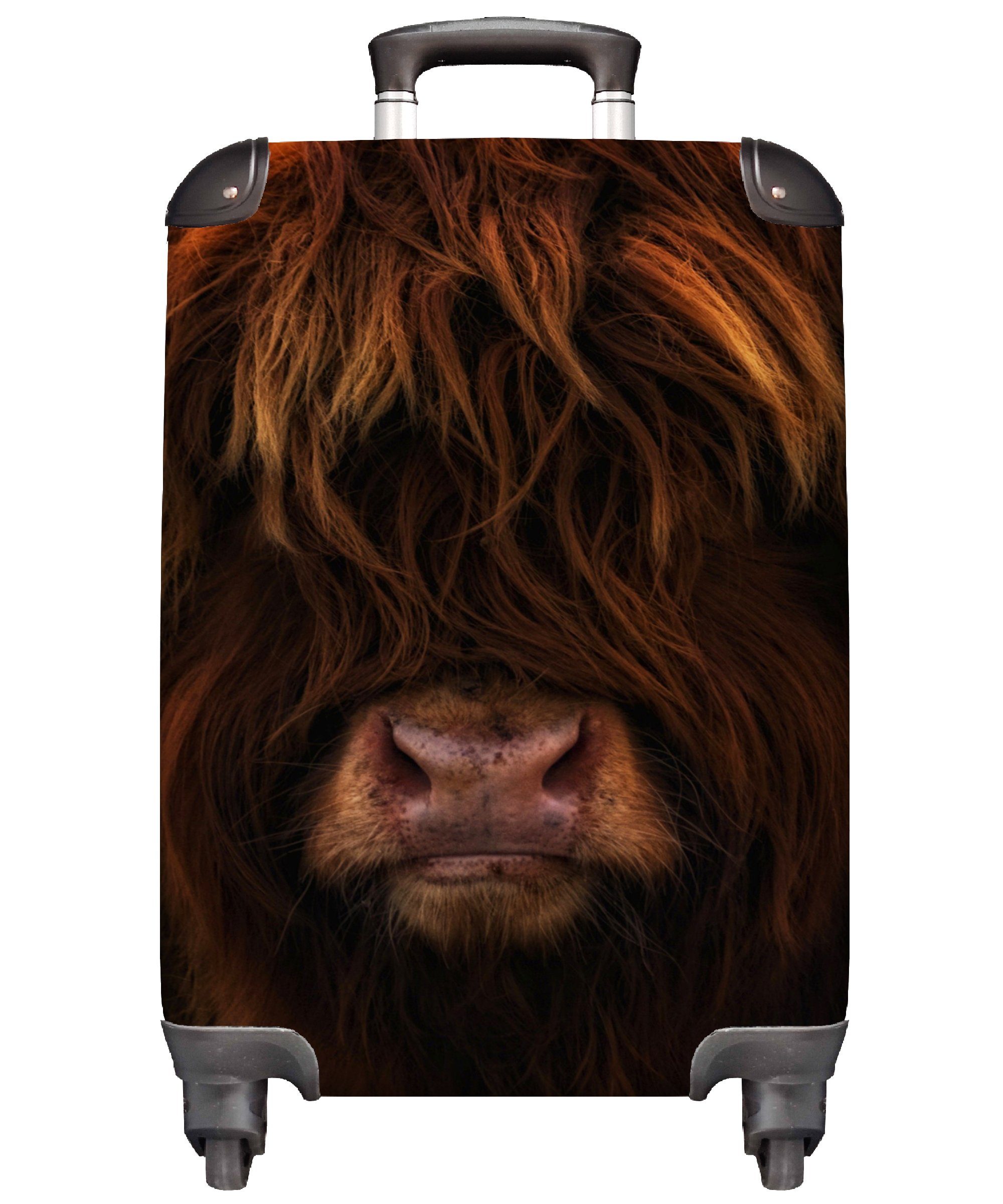 MuchoWow Handgepäckkoffer Schottischer Highlander - Kuh - Porträt - Tiere, 4 Rollen, Reisetasche mit rollen, Handgepäck für Ferien, Trolley, Reisekoffer
