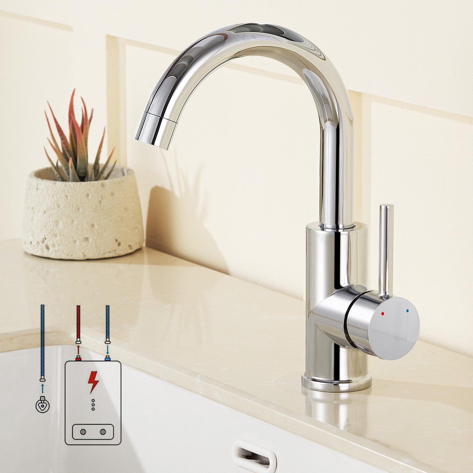 Auralum Max Waschtischarmatur 360° Niederdruck Wasserhahn günstig online kaufen