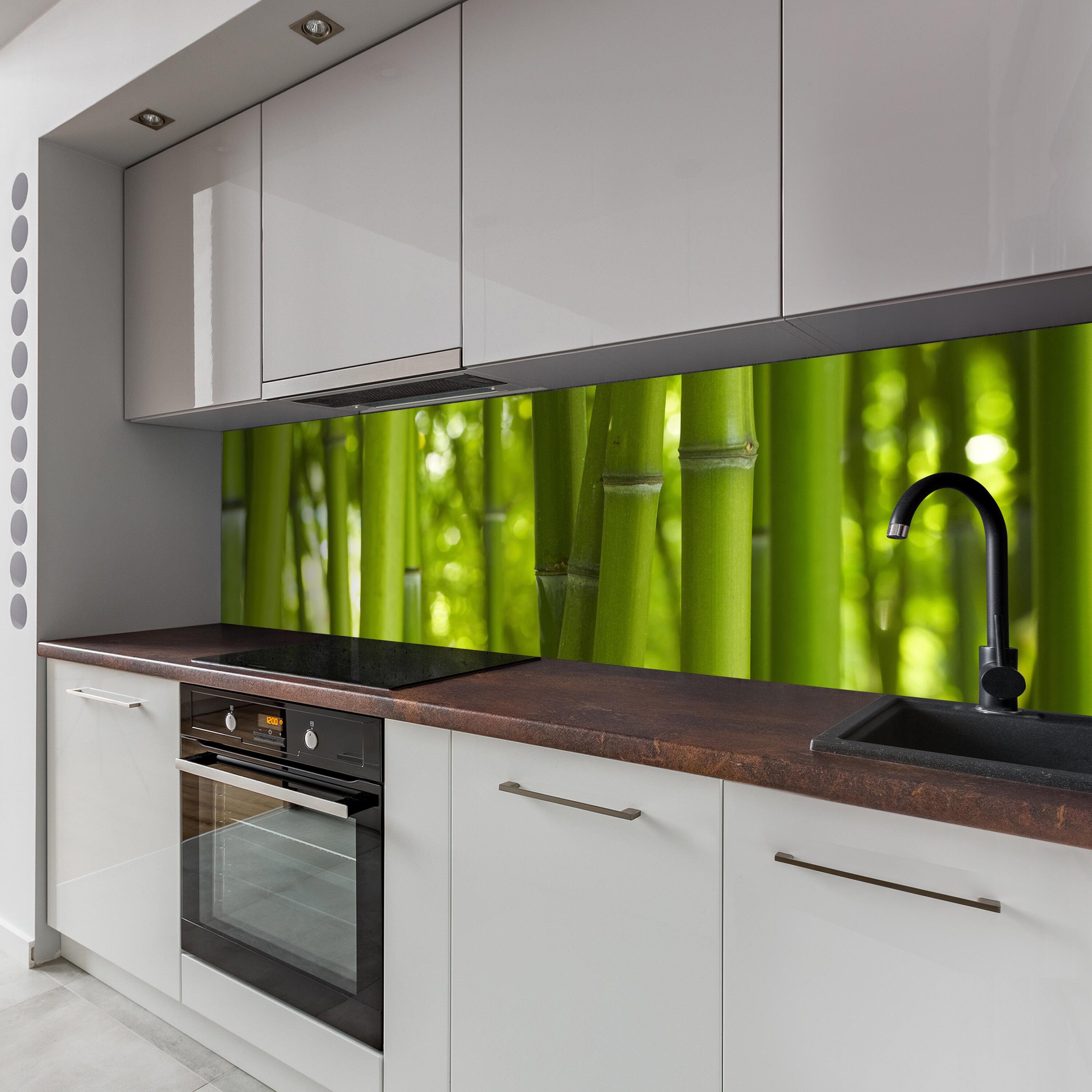 Hartschaum in Küchenrückwand Größen Premium wandmotiv24 (1-tlg), Bambus, versch. Nischenrückwand