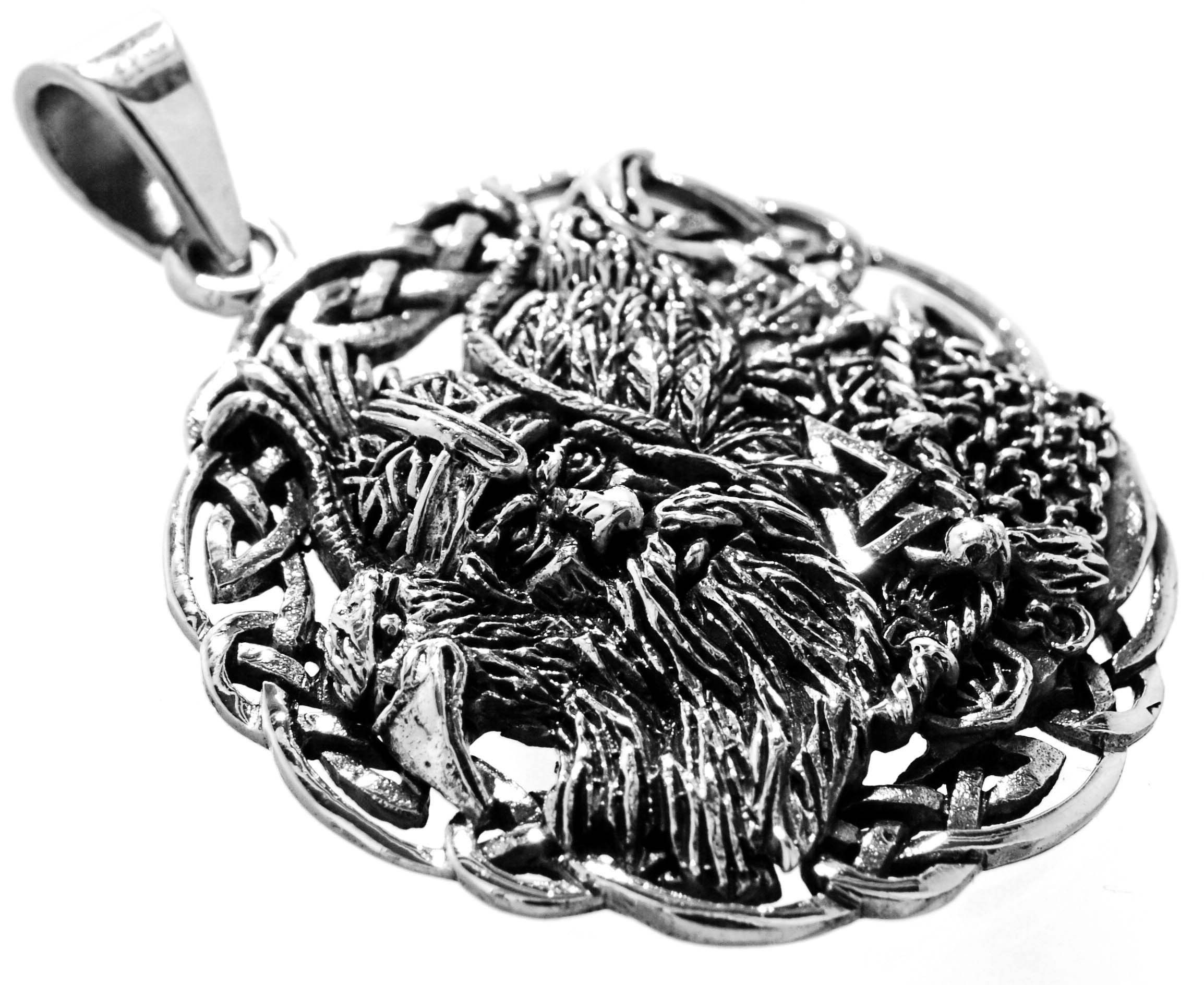 Kiss of Leather Kettenanhänger Odin mit Raben Anhänger 925 Silber Wikinger Gott Hugin Munin Götter