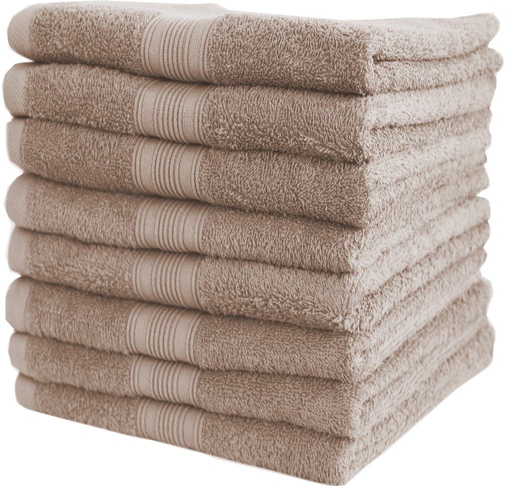 NatureMark Handtücher Handtuch 500gsm (8er-Set), 100% Baumwolle (8-St), 8X Frottier Handtücher mit Aufhänger, 50 x 100cm, Sand