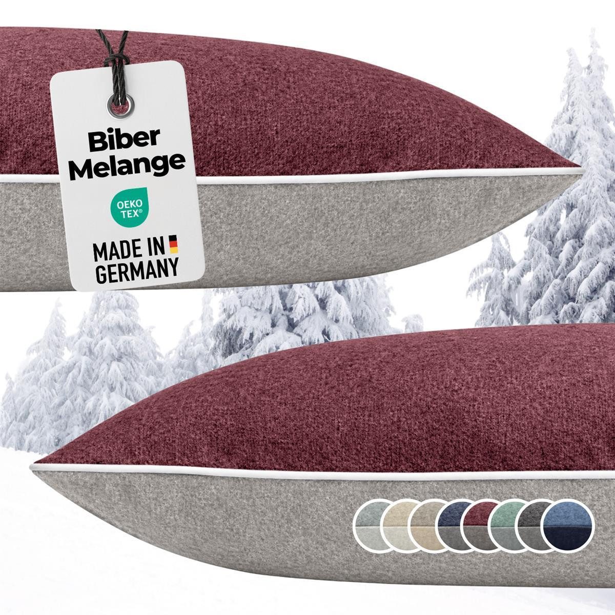 Carpe Sonno Kissenbezug Biber Kissenbezüge Flanell Kopfkissenbezug Baumwolle 40x40 40x80 80x80, (2 Stück), Warme MADE IN GERMANY Kopfkissenbezüge kuschelig weich - 2x 40x40 Rot