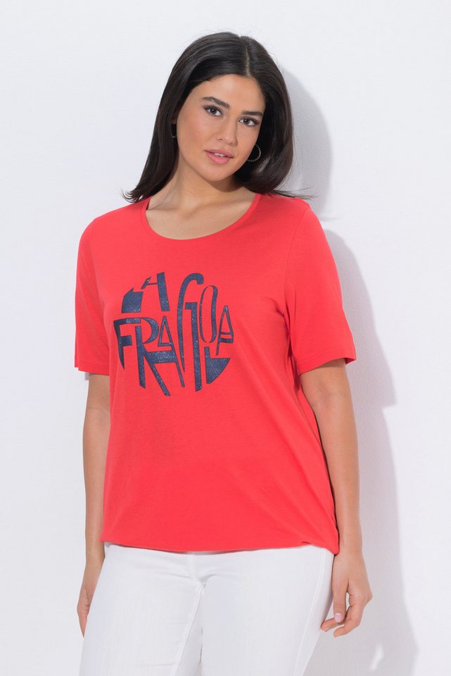 Ulla Popken T-Shirt T-Shirt Schriftmotiv Rundhals Halbarm Elastiksaum