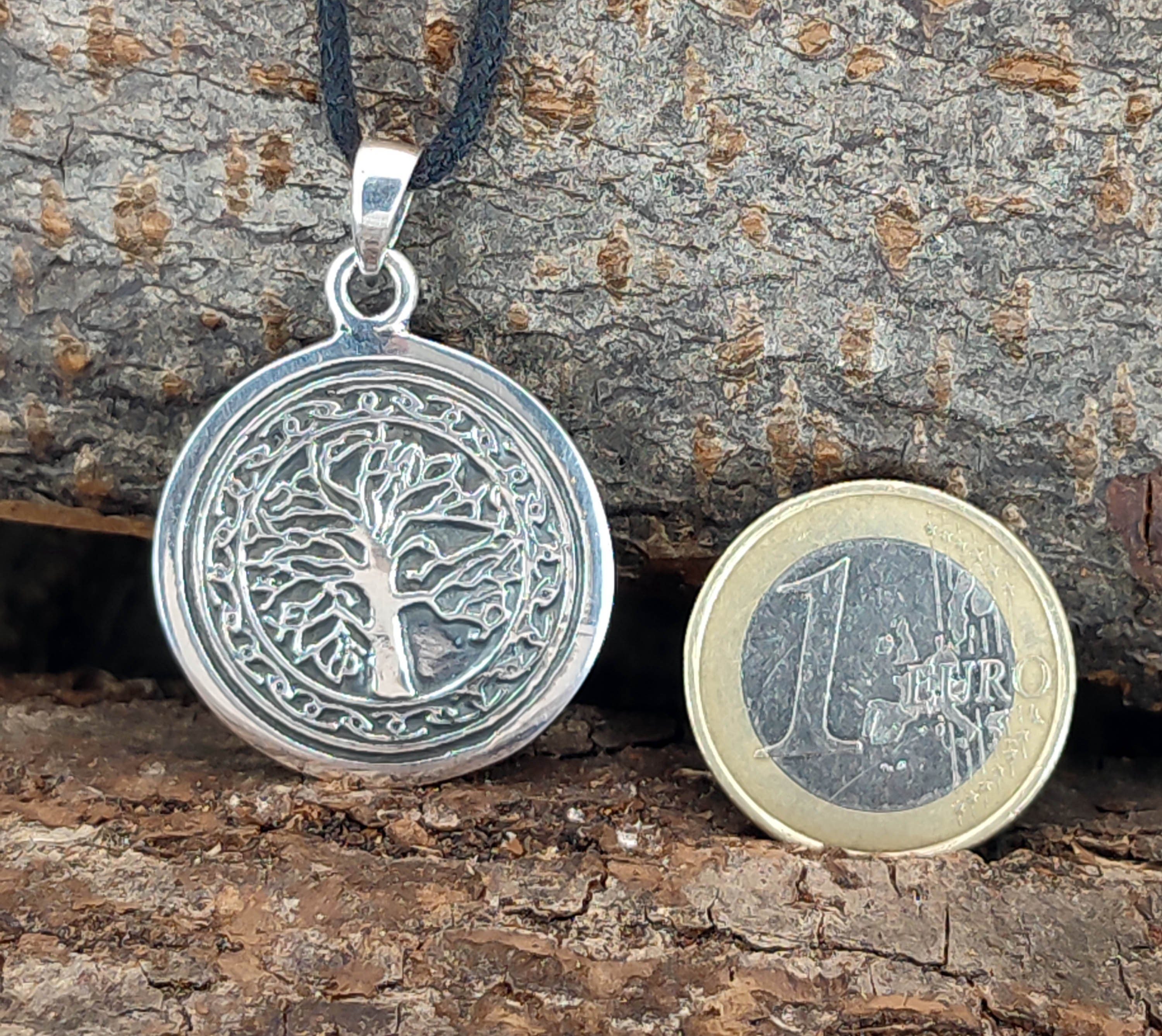 Leather Kettenanhänger of 925 Baum Lebens Anhänger Silber Yggdrasil Kiss des Lebensbaum