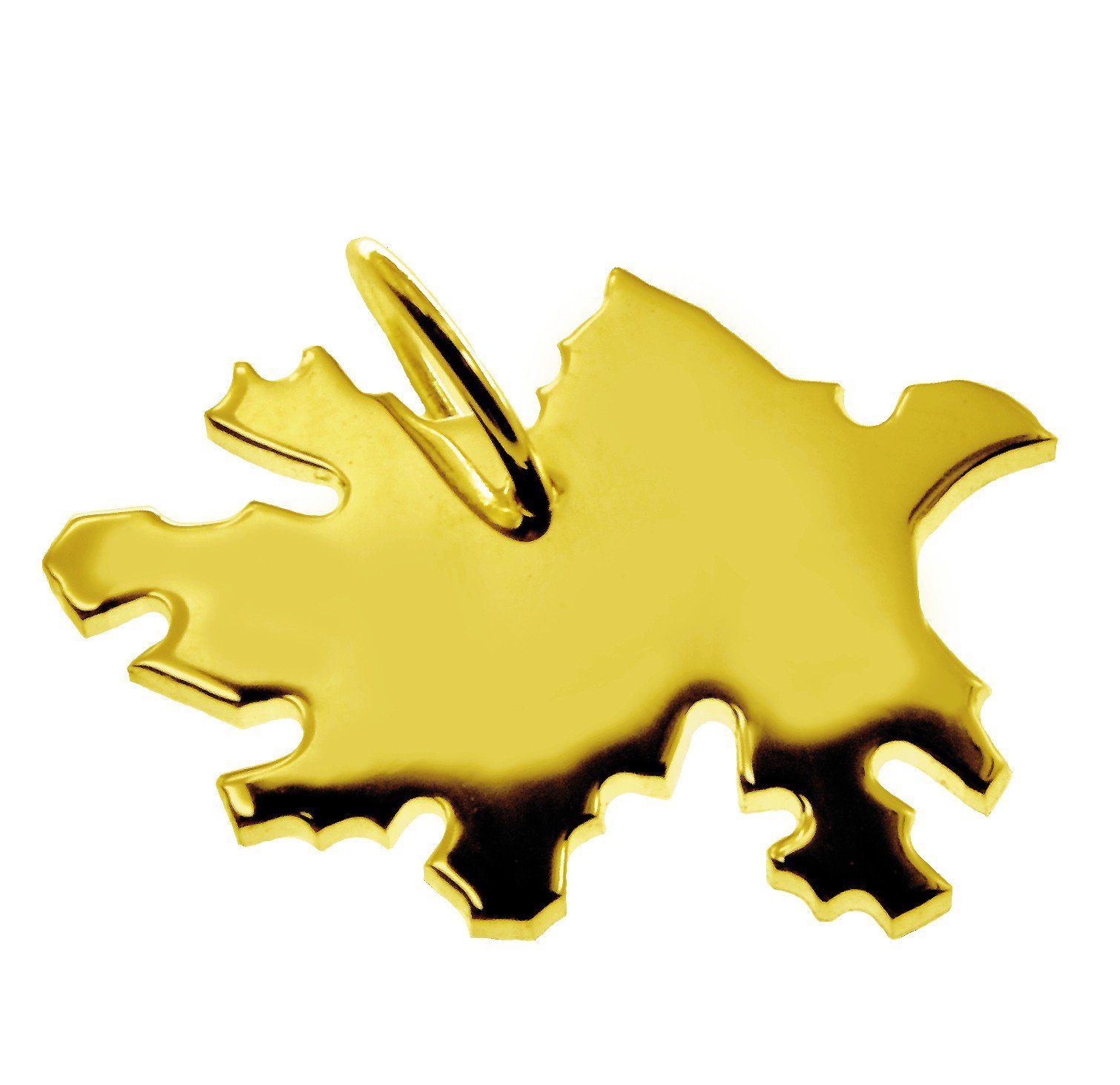 schmuckador Kettenanhänger Kettenanhänger in der Form von der Landkarte Azerbaijan in massiv 585 Gelbgold