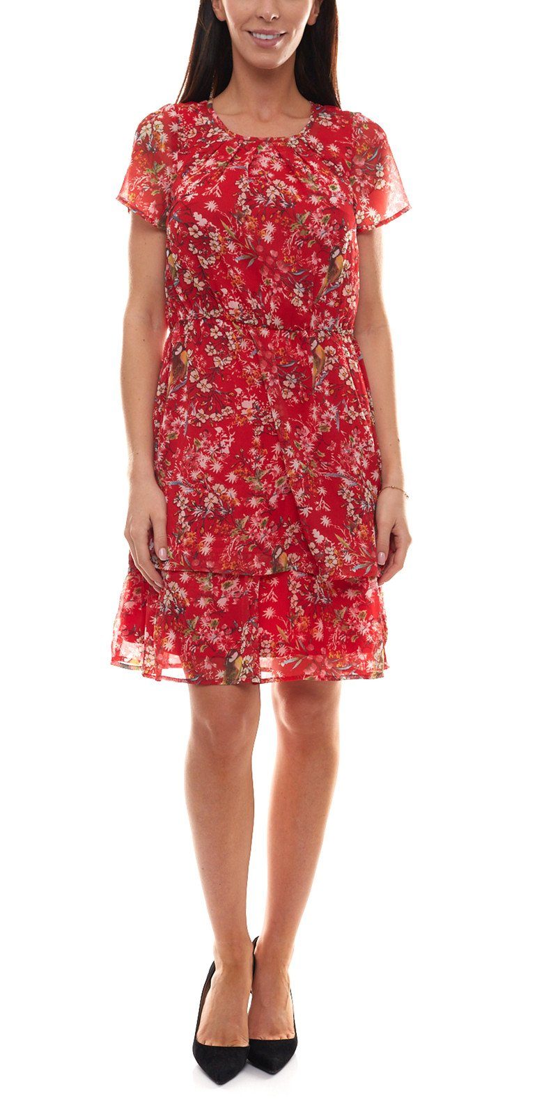 Aniston by BAUR Sommerkleid »Aniston Kleid Sommer-Kleid wunderschönes Damen  Jersey-Kleid Mini-Kleid mit floralem Aufdruck Rot« online kaufen | OTTO