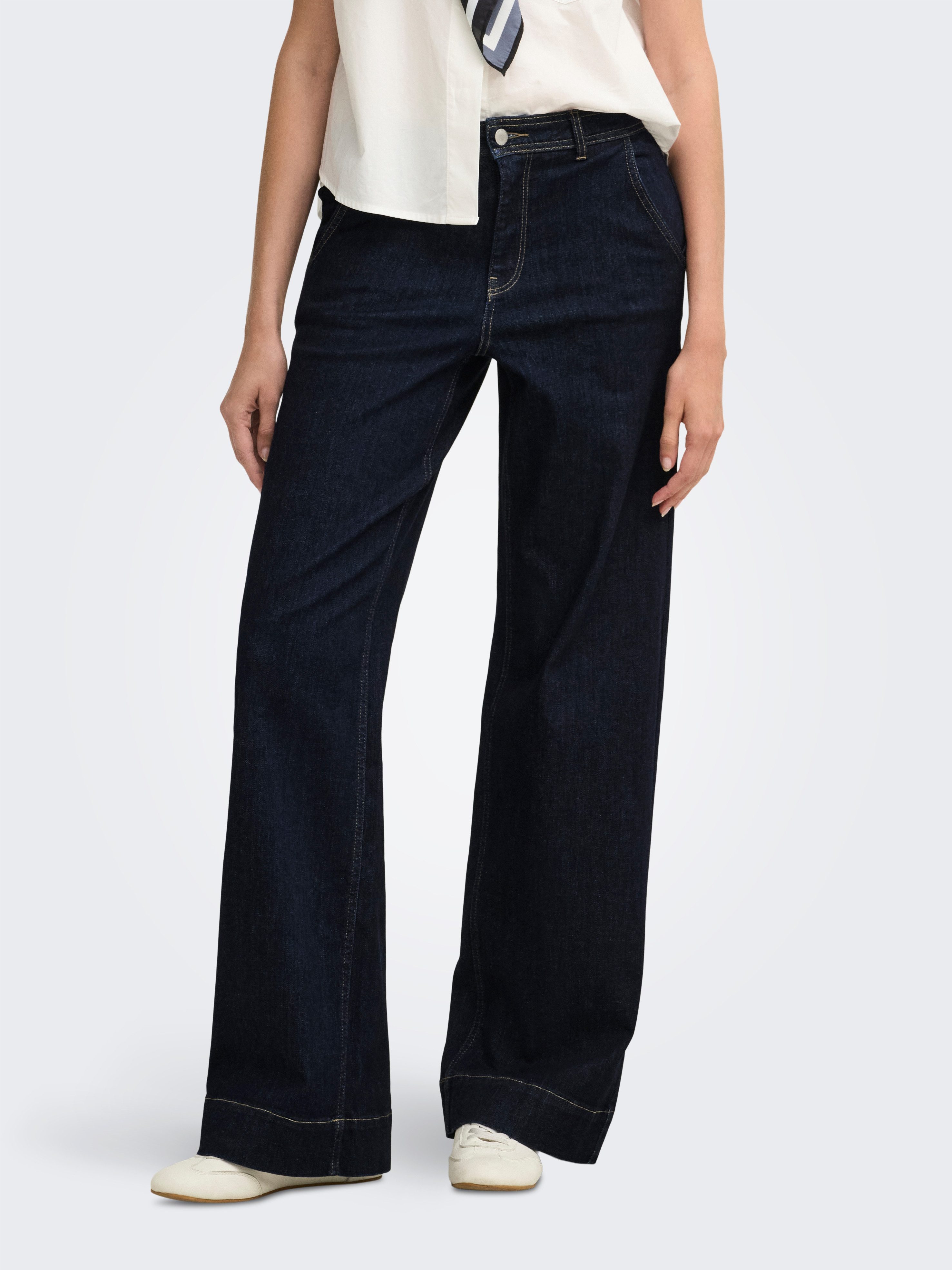 ONLY High-waist-Jeans ONLMADISON HW CHINO WIDE DNM GUA772 NOOS Materialmix, wide fit