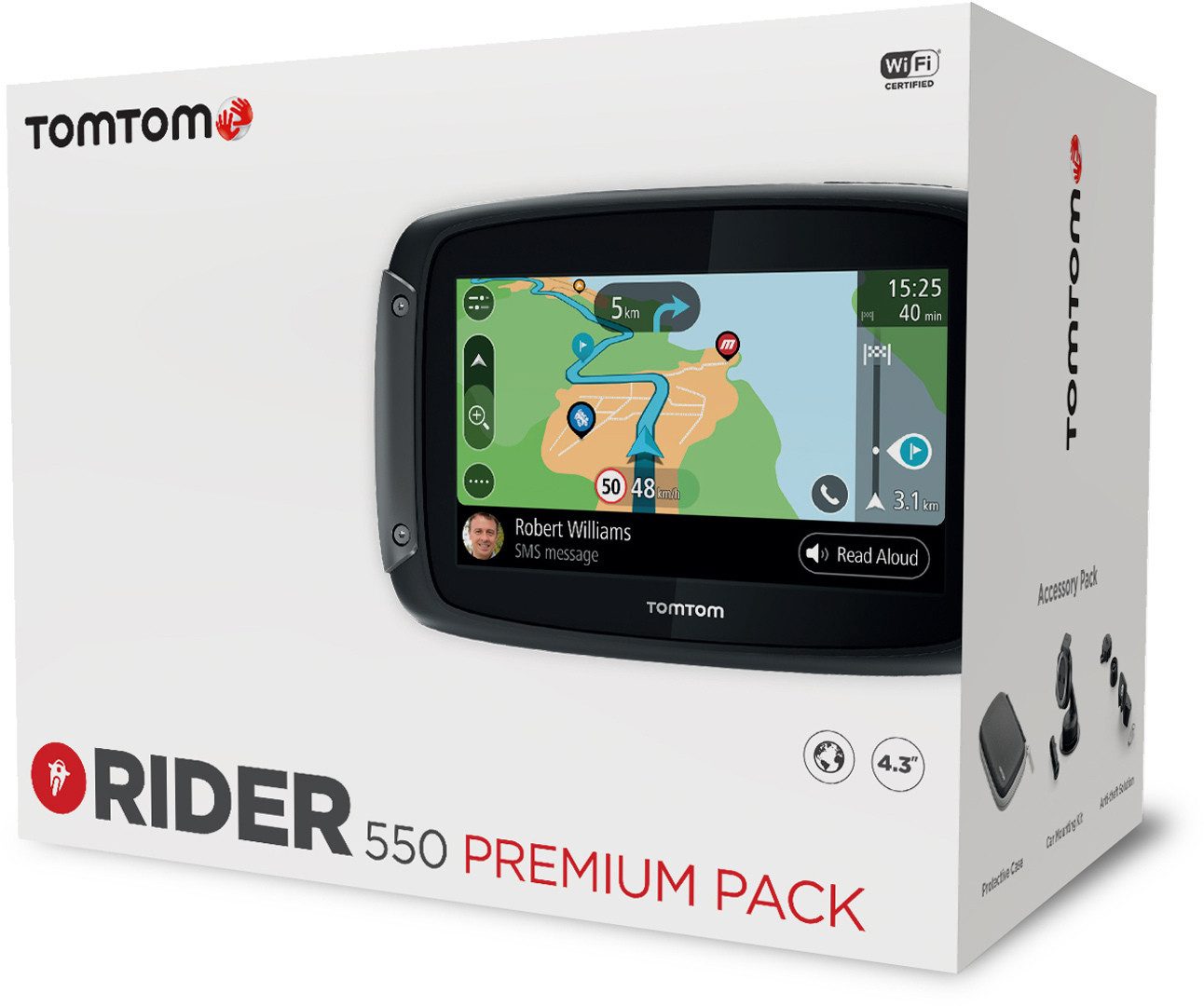 TomTom Rider 550 World Premium Navigationssystem Motorrad-Navigationsgerät (robust)
