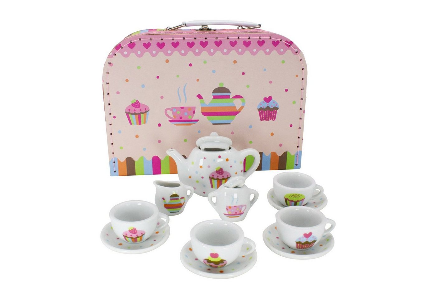 GICO Spielzeug-Arztkoffer Cupcake Teeservice – Porzellan-Set im Koffer für Kinder- 36379