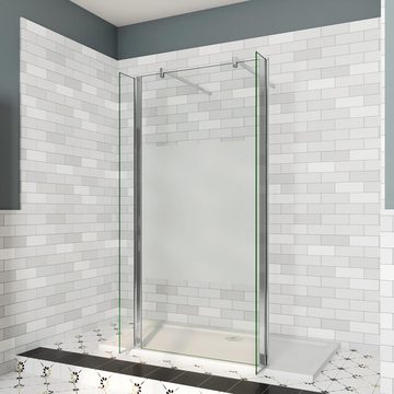 duschspa Duschwand Walk in Dusche Glaswand mit Milchstreifen Duschkabine Trennwand, Einscheibensicherheitsglas, Sicherheitsglas, (Set), Glas