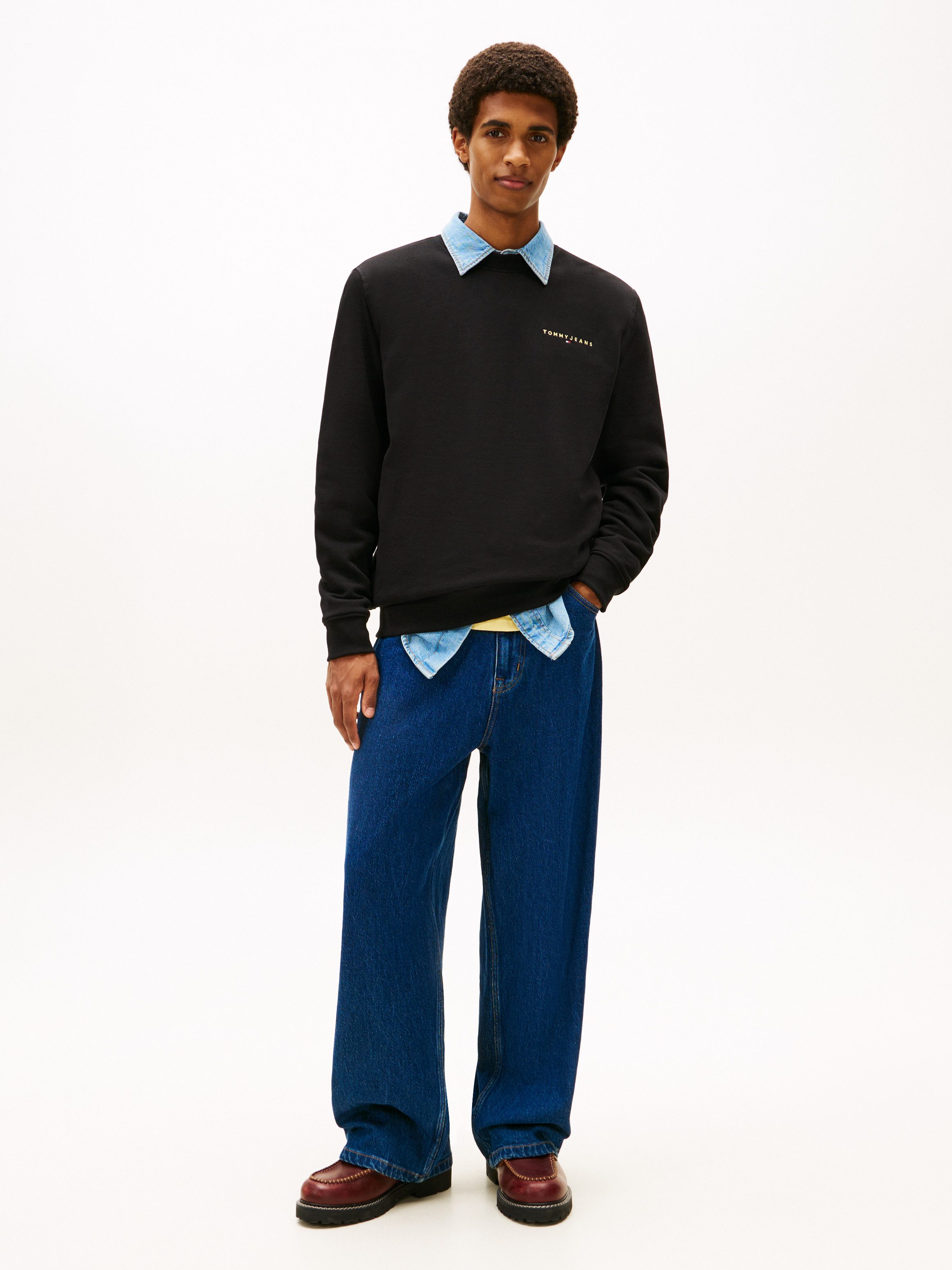Tommy Jeans Sweatshirt TJM REG LINEAR CREW EXT mit Logostickerei