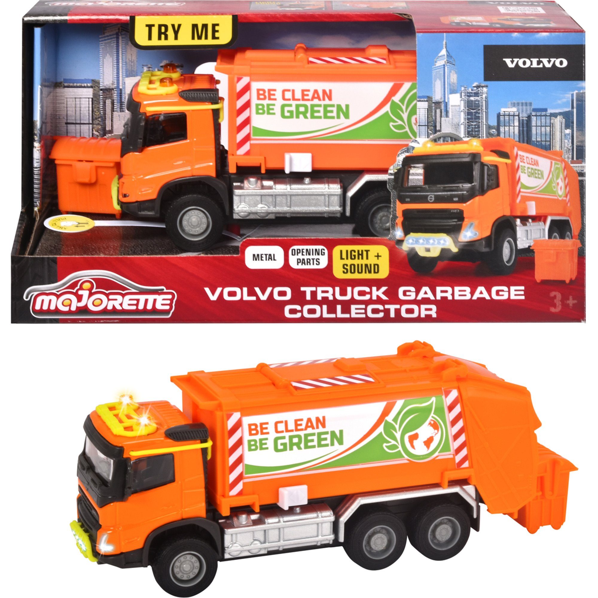 majORETTE Spielzeug-Auto Volvo Müllauto mit Müllbehälter