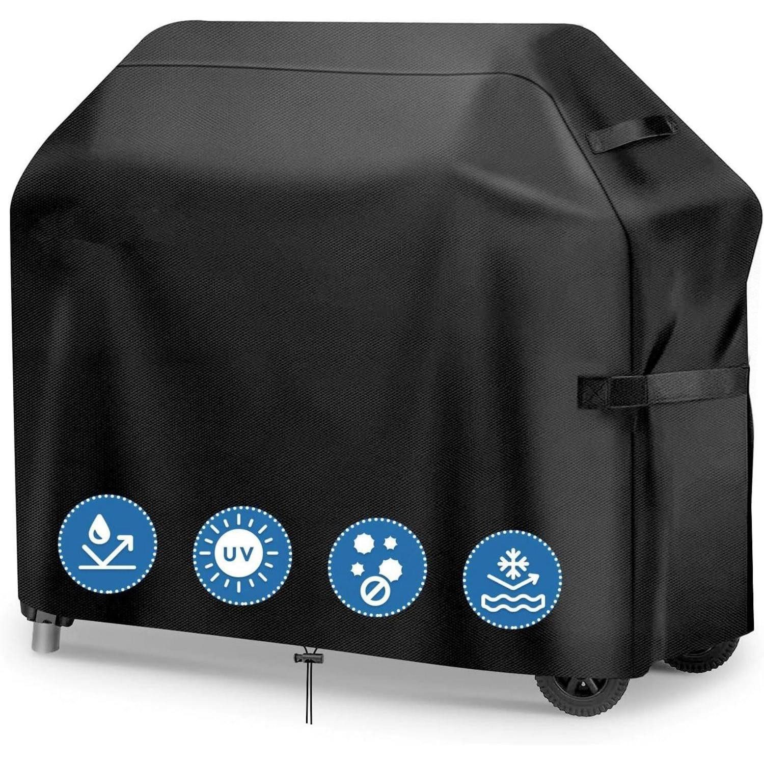 Grill-Schutzhülle Grillabdeckung wetterfest Gasgrill 147x61x122cm Schwarz Oxford-Gewebe