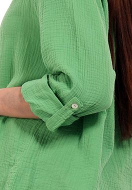 YC Fashion & Style Longbluse »Bluse Oversized Longbluse Herrlich weicher Musselin in vielen Farben« (1-tlg) Langarm Kragen Uni