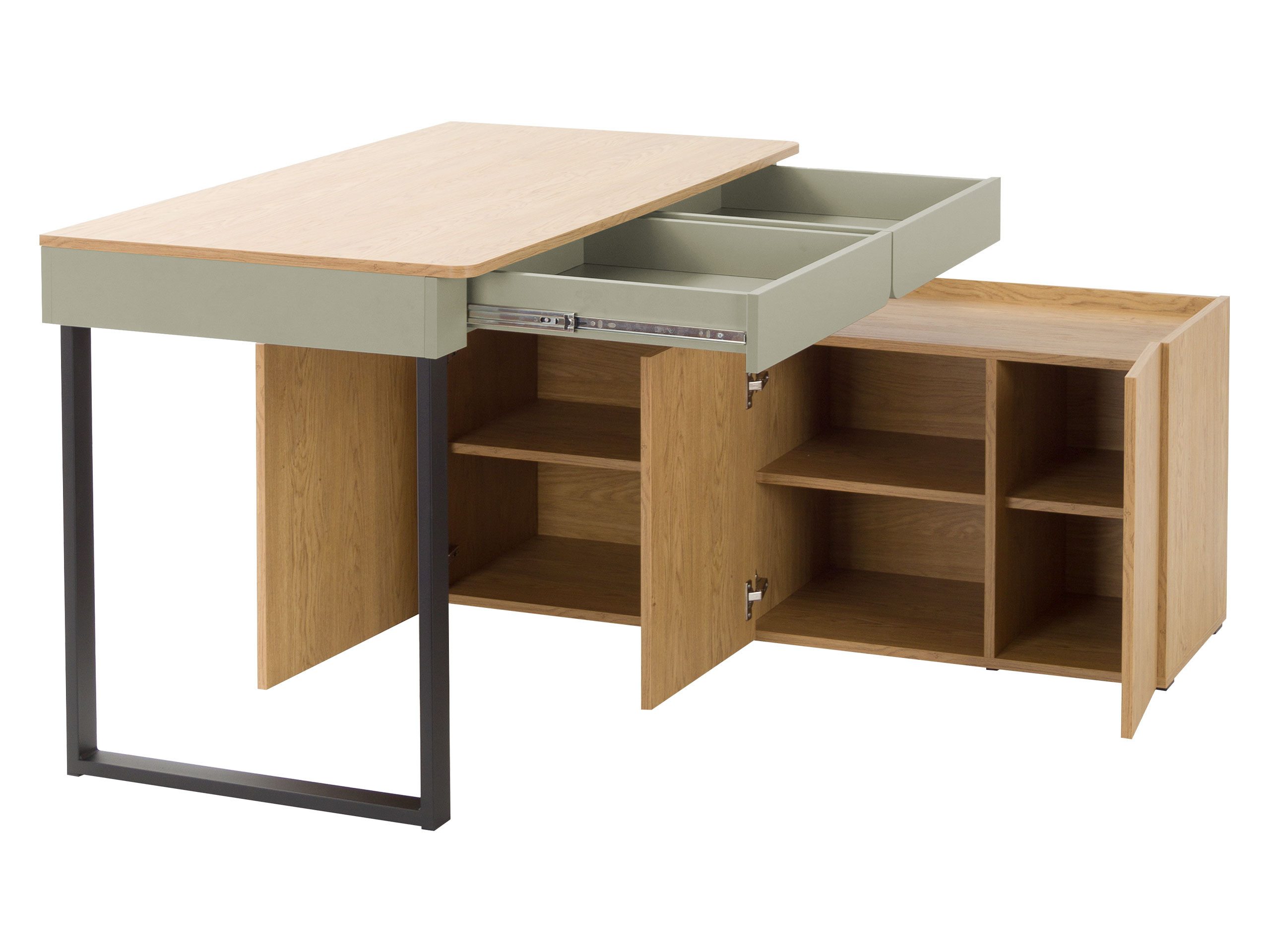 MIRJAN24 Schreibtisch Luca LC10 (mit drei Drehtüren und zwei Schubleden), Universell - links / rechts