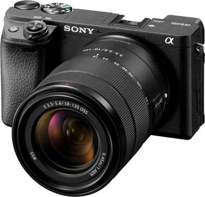 Sony »ILCE-6400MB - Alpha 6400 E-Mount« Systemkamera (24,2 MP, Bluetooth, WLAN (Wi-Fi), NFC, 4K Video, 180° Klapp-Display, XGA OLED Sucher, M-Kit 18-135mm Objektiv)