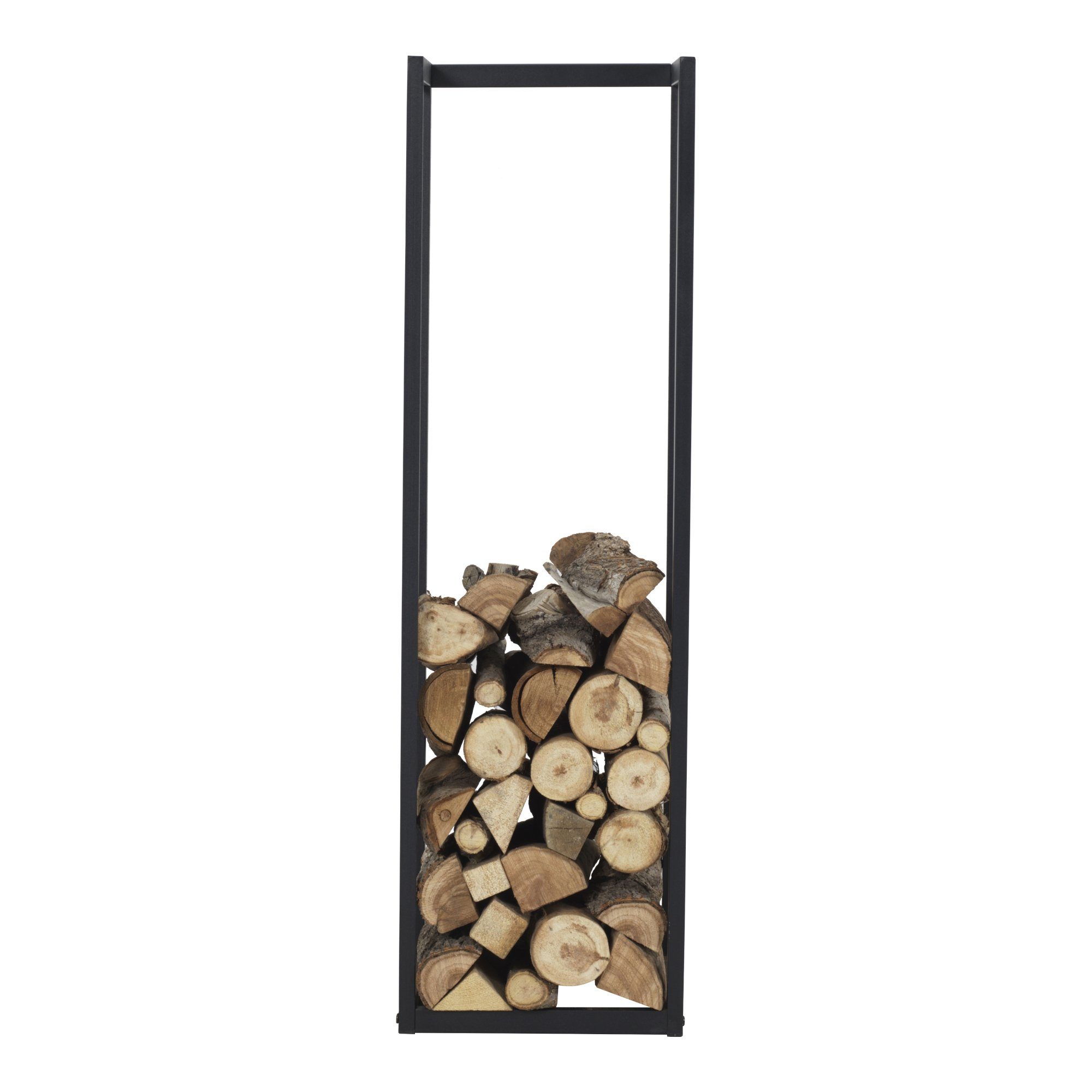 en.casa] Brandhout rek Tana houtopslag 35x35x120 cm zwart