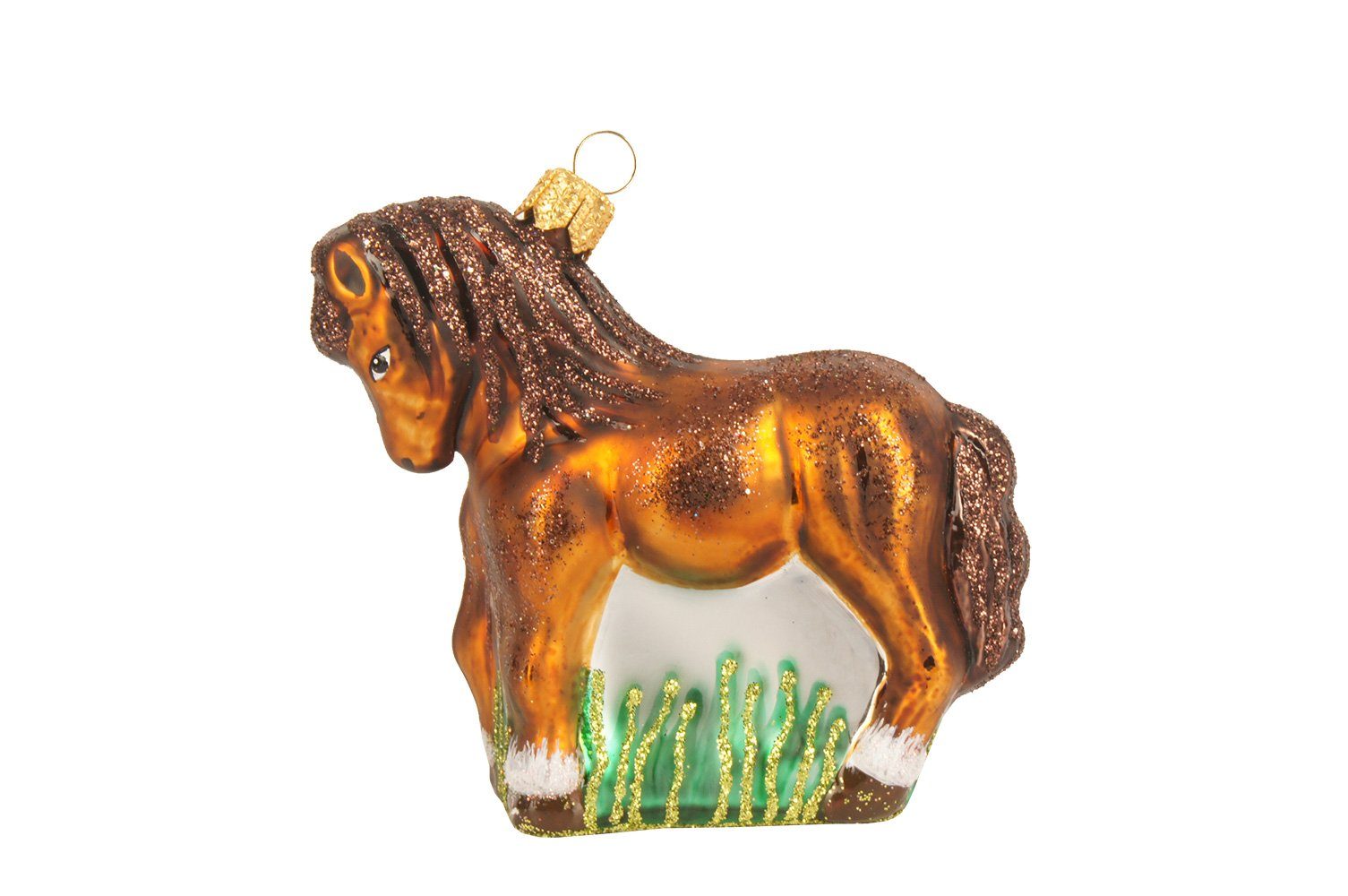 Christbaumschmuck Pferd Pony braun Glas Christbaumschmuck, IMPULS 8cm