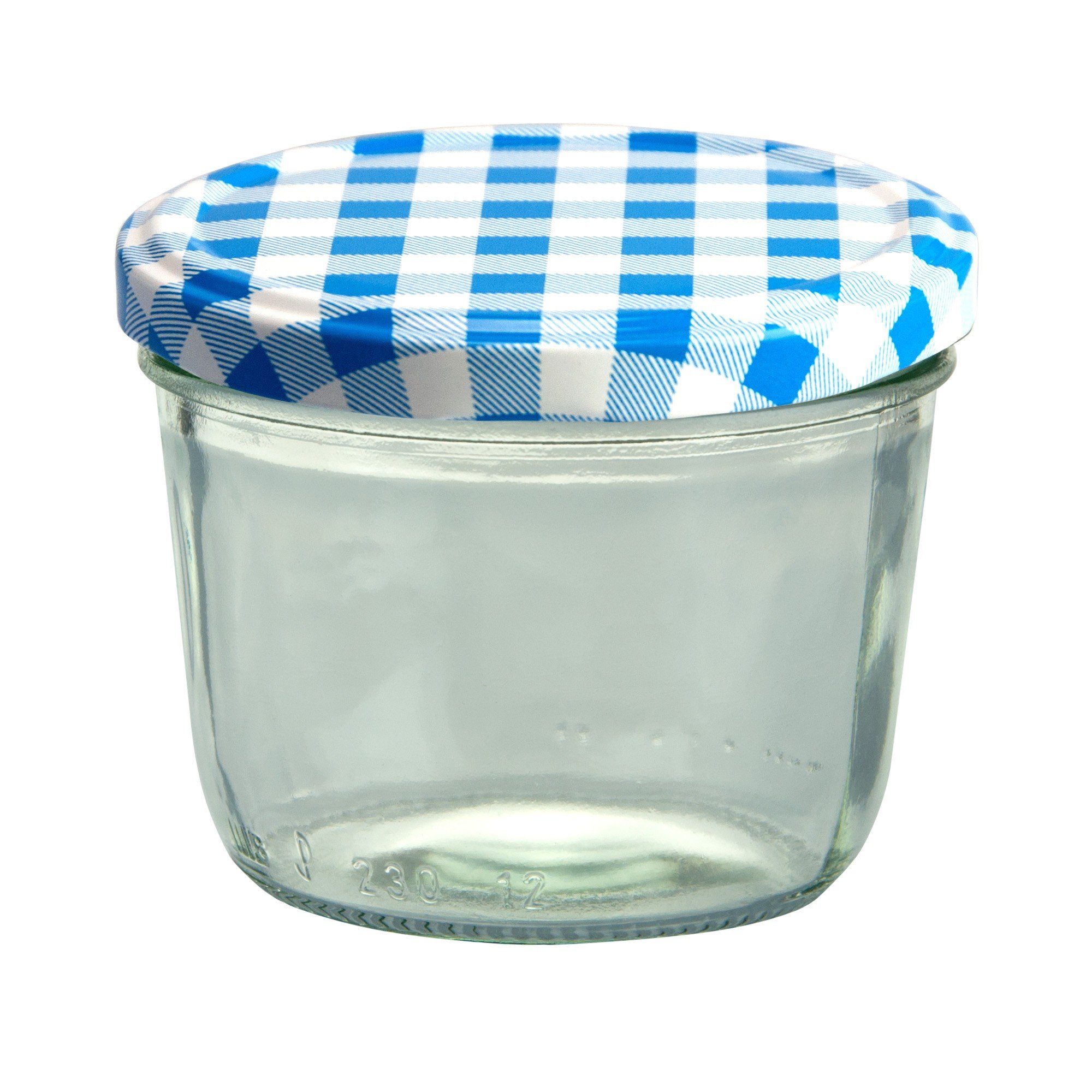 MamboCat Marmeladenglas Deckel, ml 82 Einmachglas Sturzglas karierter 230 blau Set Glas To 75er